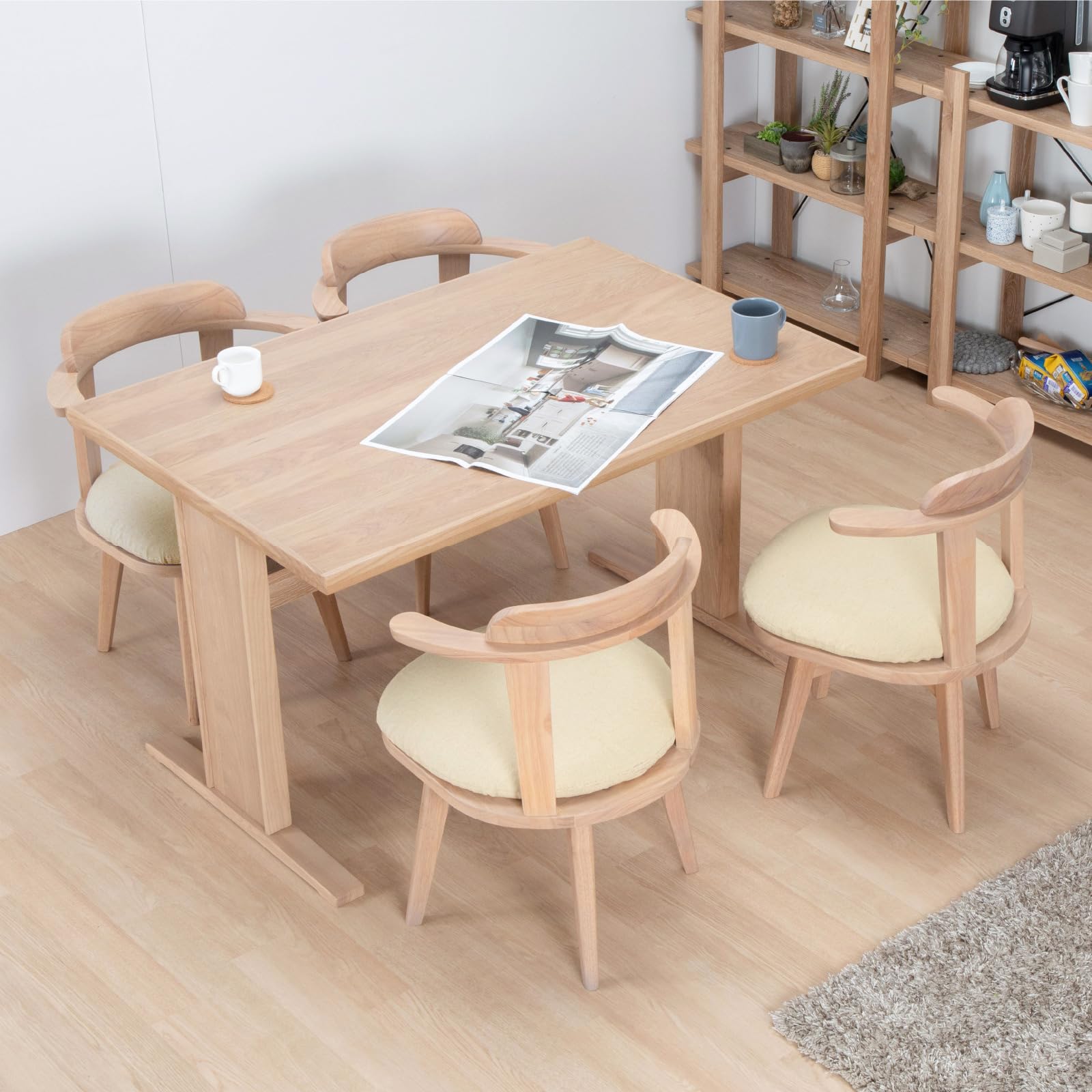 Amazon｜tac INTERIOR ダイニングテーブルセット4人用 木製