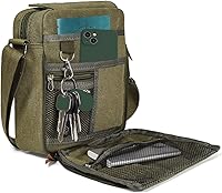 CAAORDKSO Vintage Canvas Small Messenger Bag for Men Women - Multi-Pocket Crossbody Shoulder Travel Bag