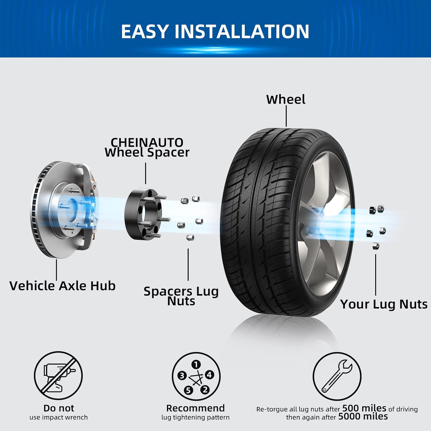 6x5.5 Wheel Spacers Compatible with Tacoma, 1.5" Forged Hub Centric M12x1.5 Stud Hub Bore 106mm for 02-21 Tacoma,00-06 Tundra, 01-07 Sequoia,96-21 4Runner,10-21 GX460,03-09 GX470