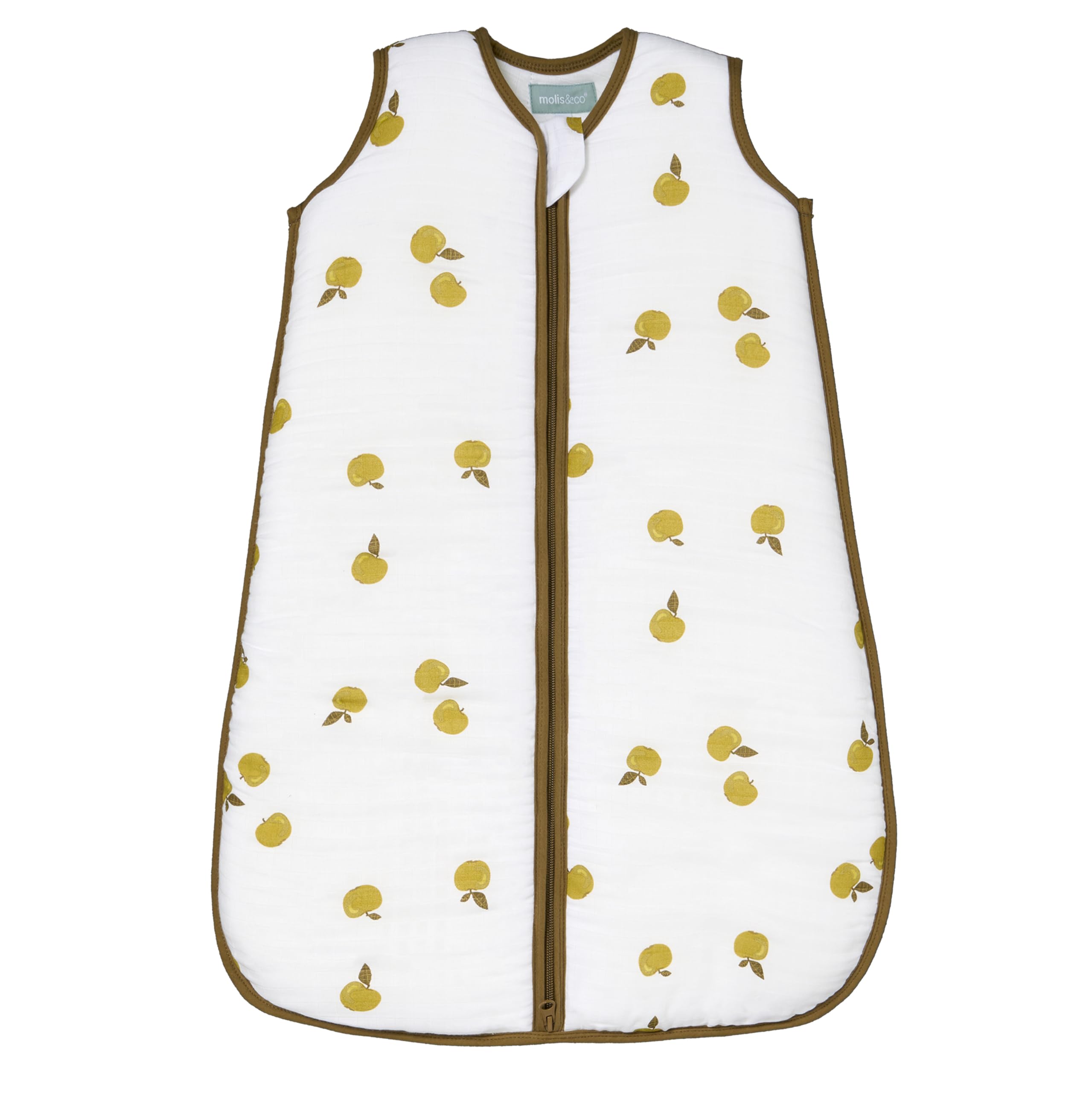 molis&co - Baby Schlafsack 2.5 TOG - Ganzjahres Schlafsack - Babyschlafsack Neugeborene - Premium Bambu Musselin, ärmellos Winterschlafsack wattiert - Premium Qualität - Apples (60 cm)