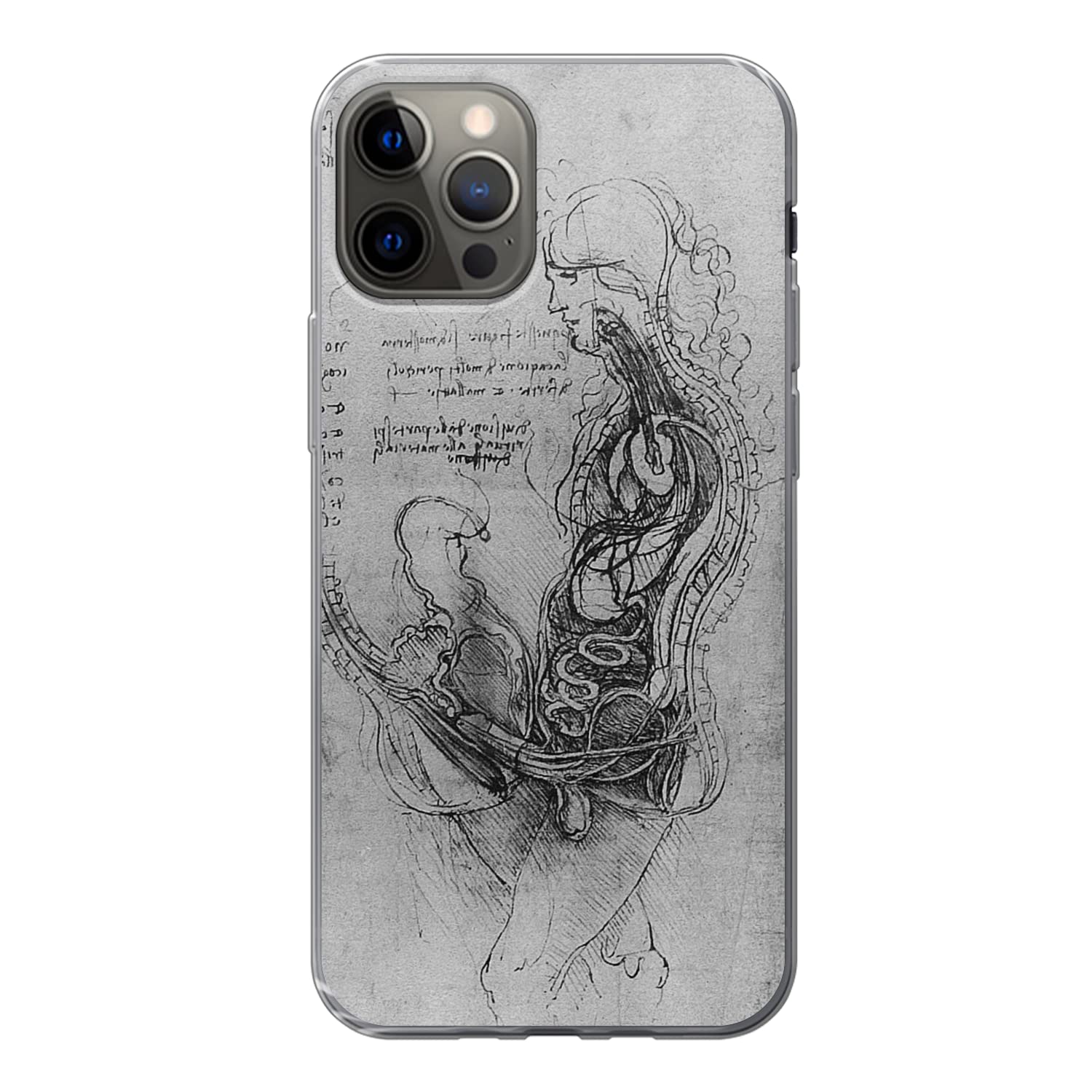 MuchoWow Funda para iPhone 13 Pro - La reproducción Humana - Leonardo da Vinci - Funda de Silicona/Funda Blanda para teléfono móvil