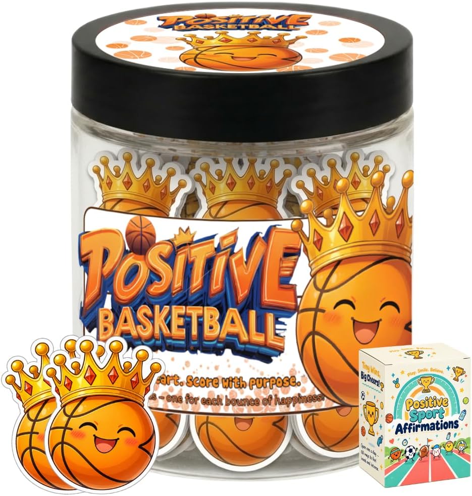 Positive Basketball Jar With 60 Affirmation Cards, Emotional Support Basketball, Basketball Gift For Teen Boys Girls And Men, Coach, Stocking Stuffers For Teen Boys