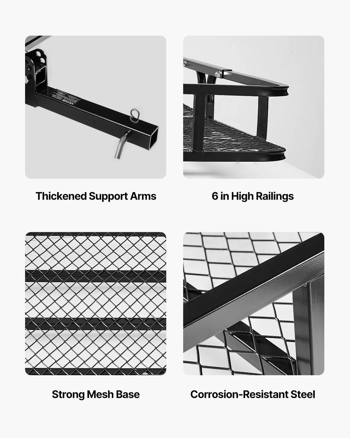 VEVOR 60x24x6 Folding Hitch Carrier - 500lb Capacity Cargo Basket & Waterproof Bag, Fits 2" Hitch Receiver for SUV, Truck, Pickup
