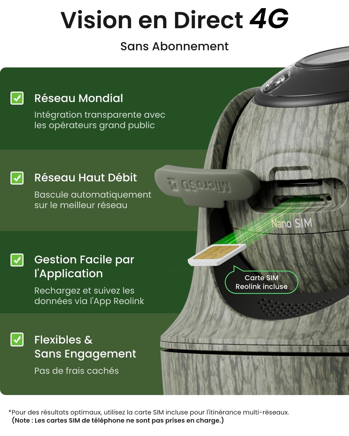 Reolink 4K 4G LTE Camera Exterieur avec Carte microSD 32 Go, Go Ranger PT