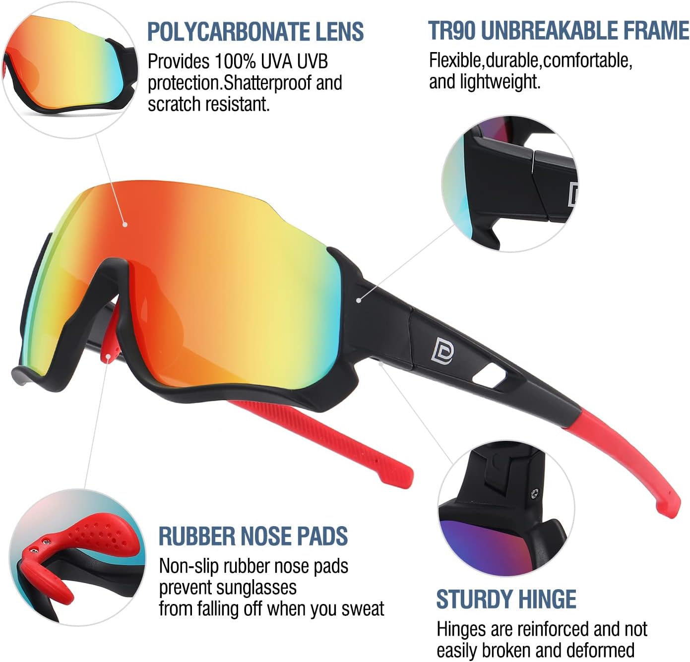 DUCO 4 Lenses Kids Sunglasses Polarized Youth Baseball Sun Glasses Sports Teens Cycling Shades Boys Girls DK280