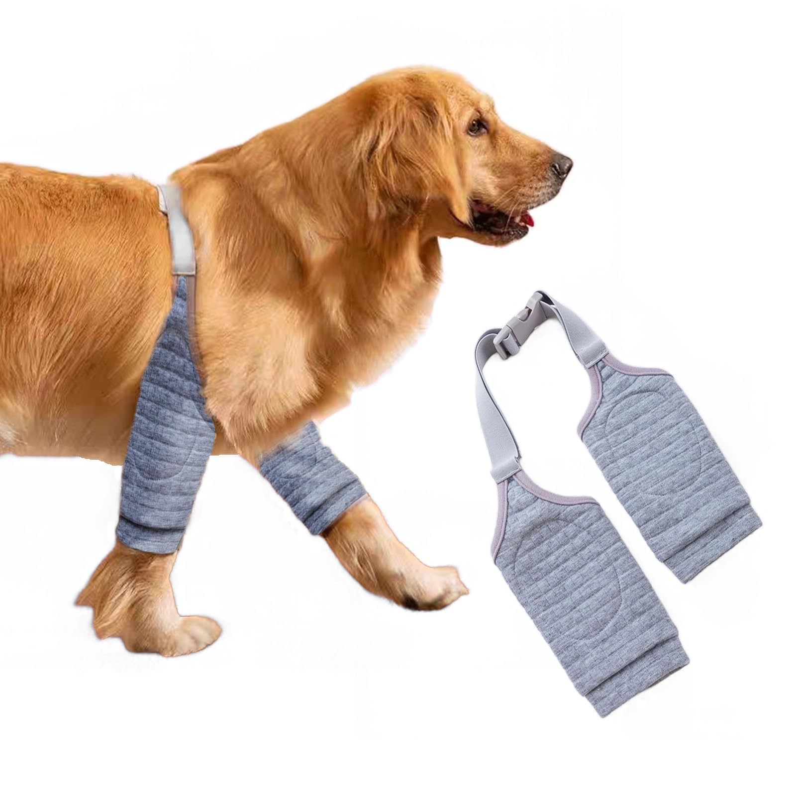MANON ROSA Dog Elbow Protector Pad - Adjustable Strap Soft Padding for Front Leg Support Anti-Abrasion Dirt-Proof Knee Brace Pet Elbow Cover Sleeves for Small Medium Large Dogs (X-Large,Grey)