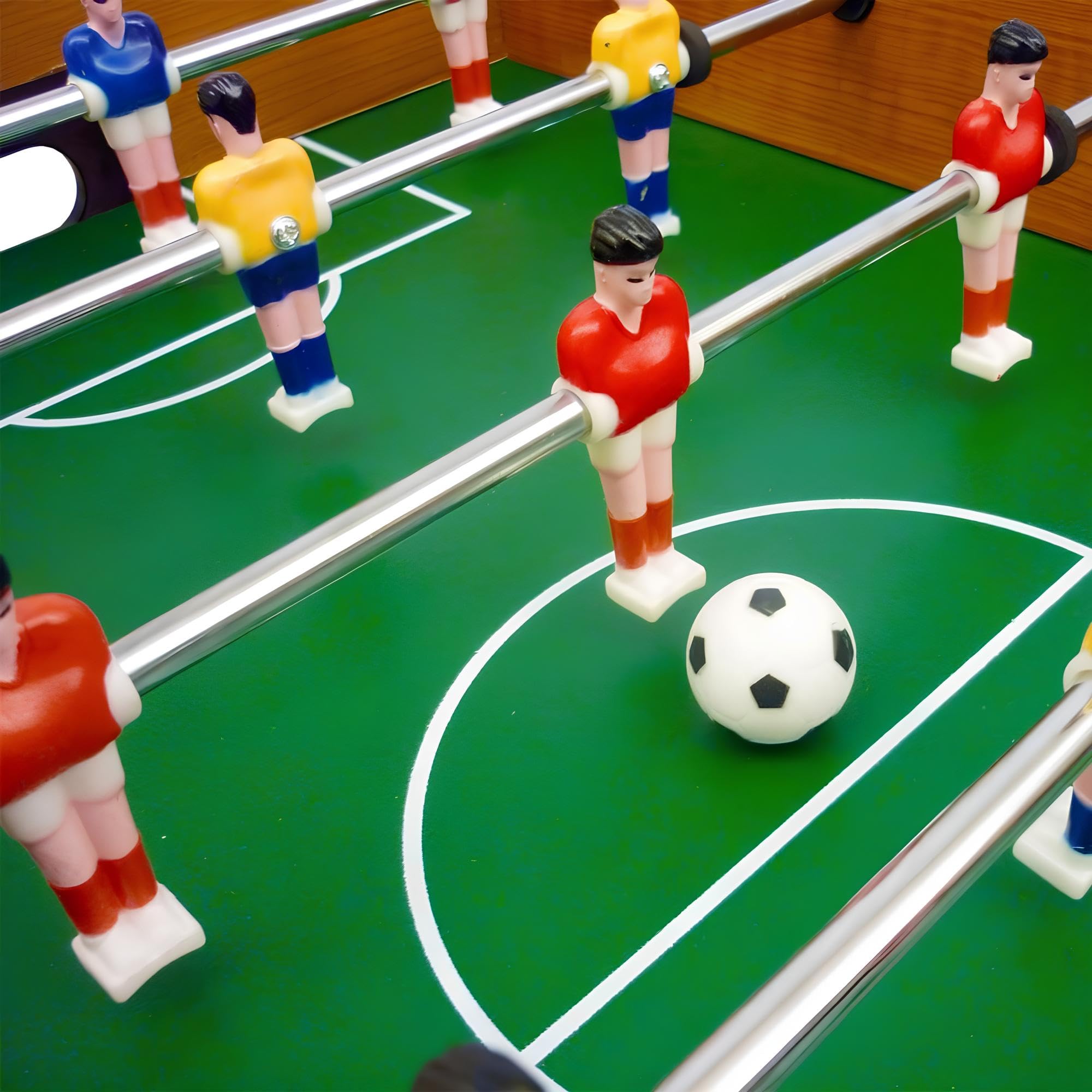 Calcetto Biliardino Calciobalilla in Legno con Gambe Super Robusto Football Calcio Balilla da Casa con 2 Palline Segnapunti Maniglie Antiscivolo Tavolo Calcetto da Terra Bambini Adulti cm 69x37xh62