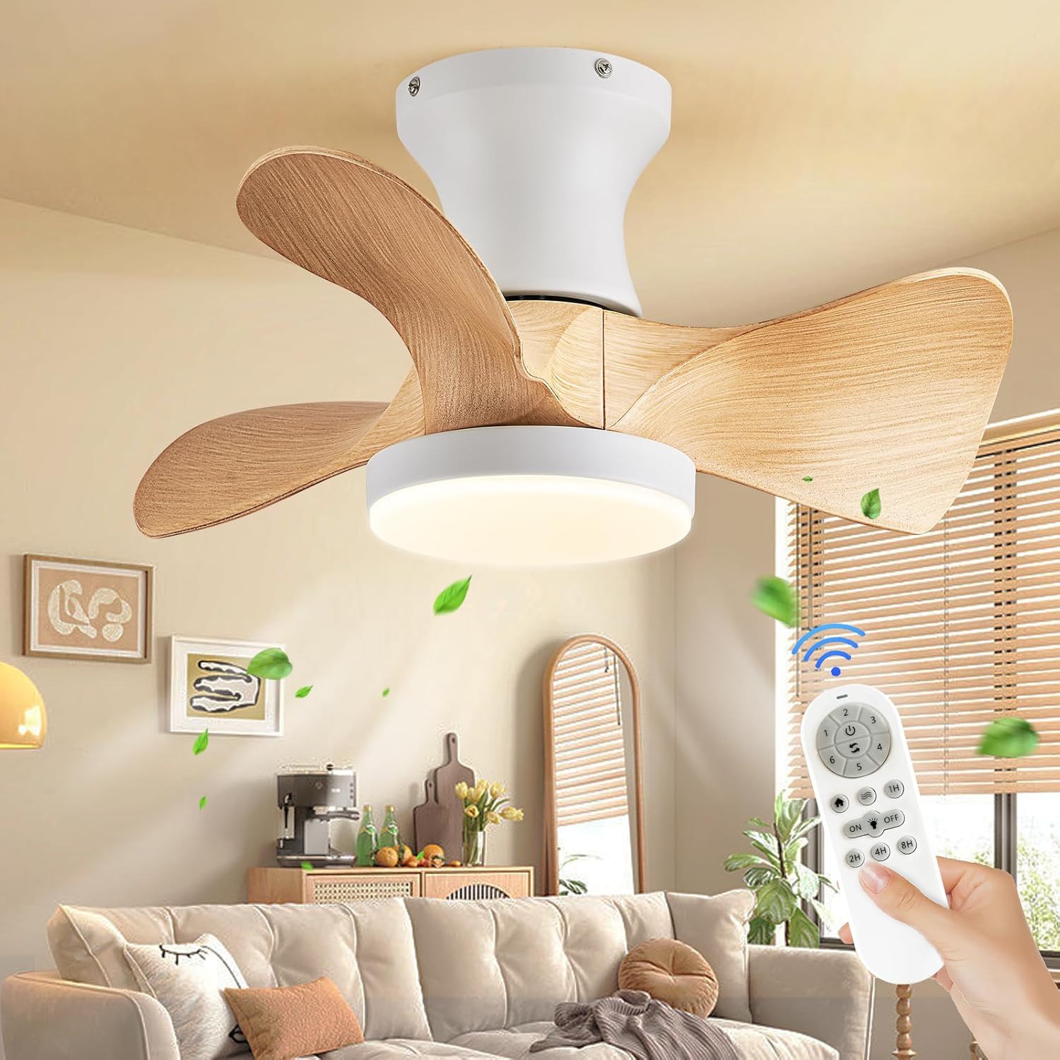 AIRYPHANT 20'' Small Ceiling Fan,Ceiling Fan with Lights