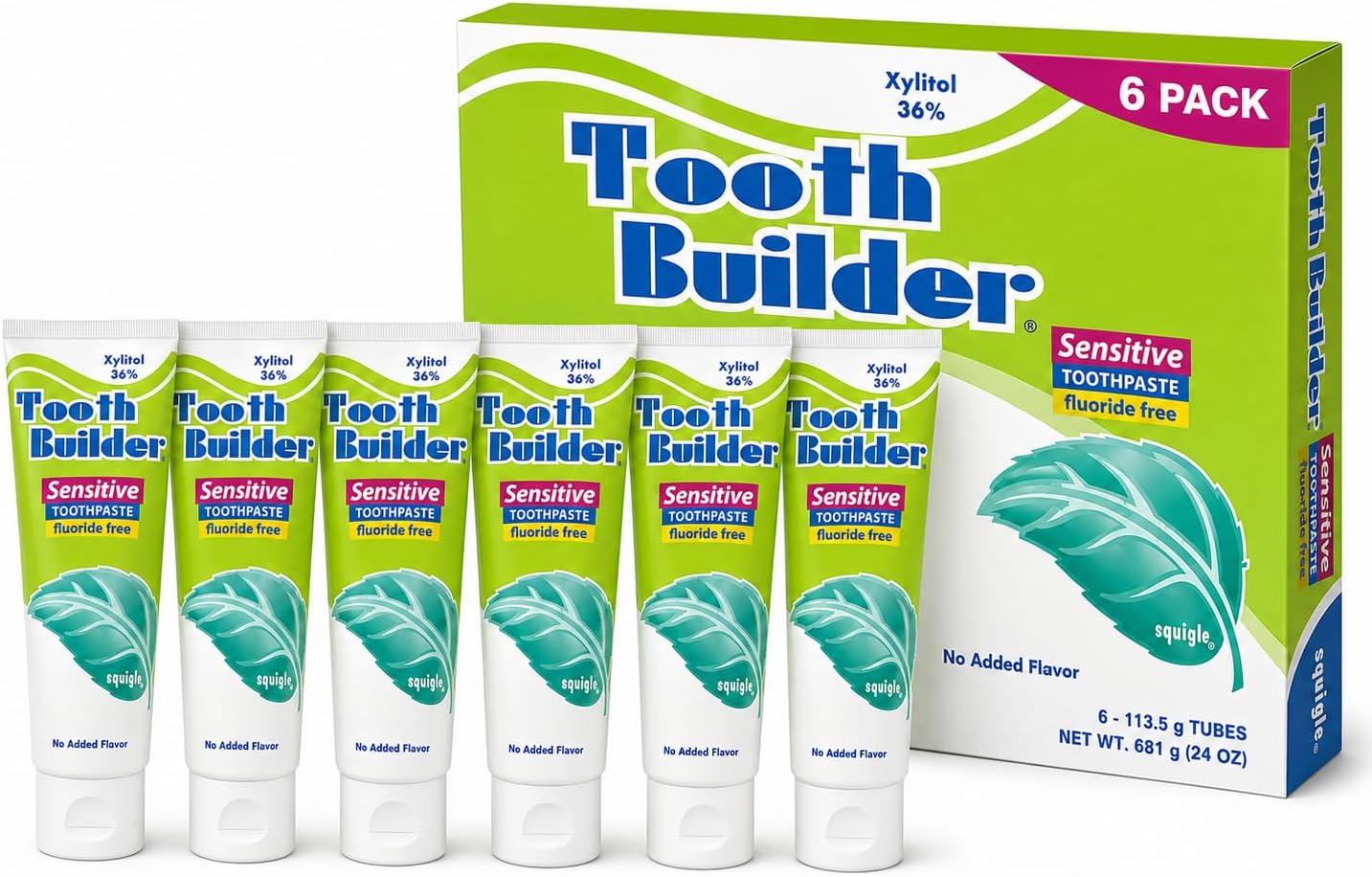 Squigle Tooth Builder SLS Free Toothpaste (Stops Tooth Sensitivity) Prevents Canker Sores, Cavities, Perioral Dermatitis, Bad Breath, Chapped Lips, 4 oz (4 Ounce (Pack of 1), Unflavored)