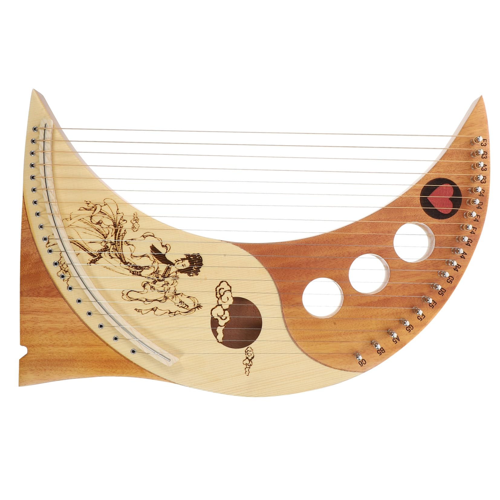TOYANDONA Arpa Lira a 19 Corde in Legno Plettri e Manuale, Strumento Musicale Portatile Per Uso Domestico e Concerti, Colori Assortiti