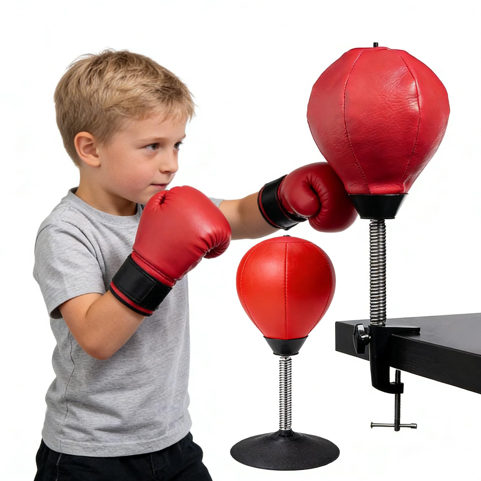 Punchingball Mesa: saco de boxeo de escritorio con ventosa superfuerte y abrazadera de mesa, saco de boxeo de pie para mesa de oficina y mostradores, para niños y adultos