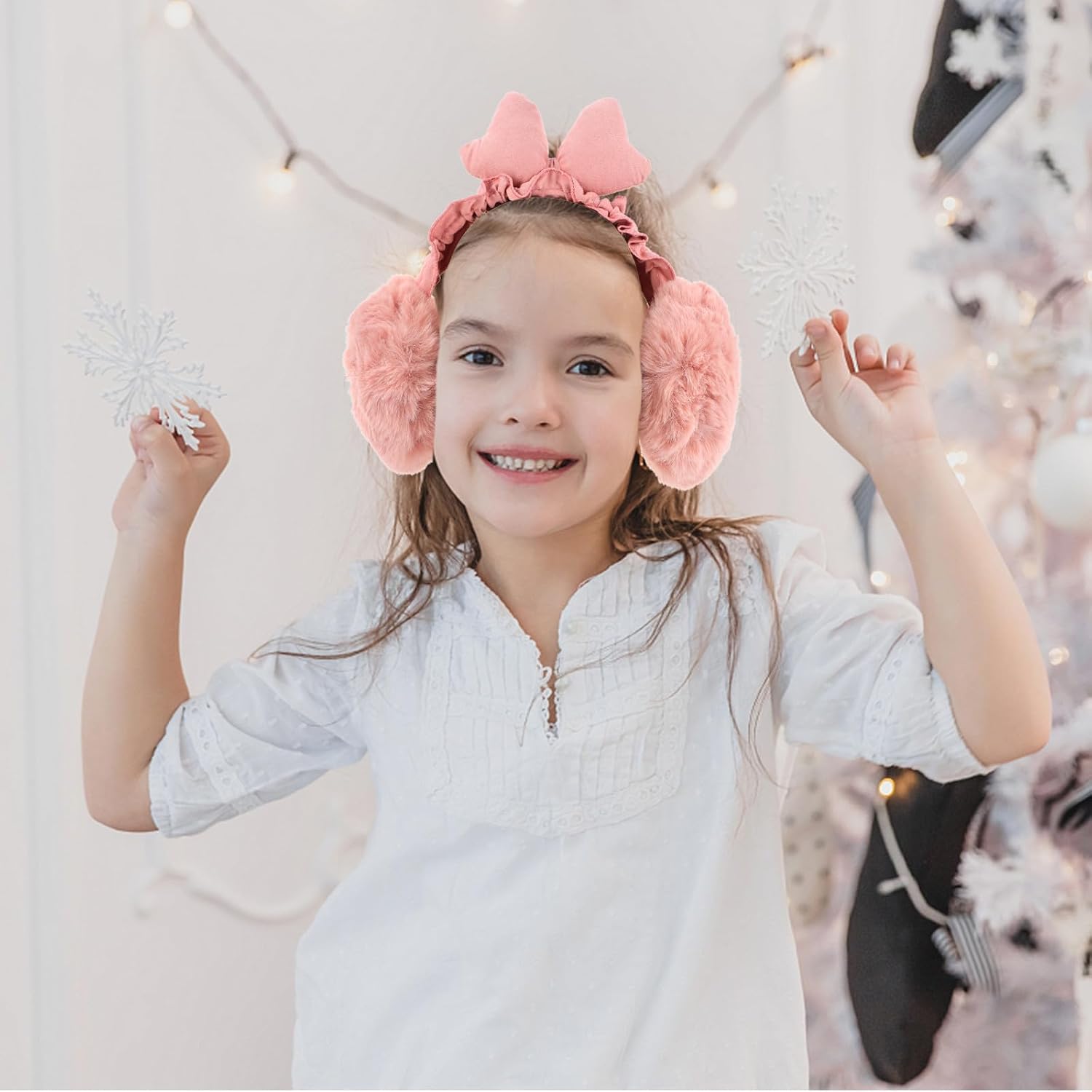 VILLCASE Furry Winter Earmuffs Plush Bow Ear Warmers Soft Ear Cover Cold Weather Protection for Women and Men Outdoor Use