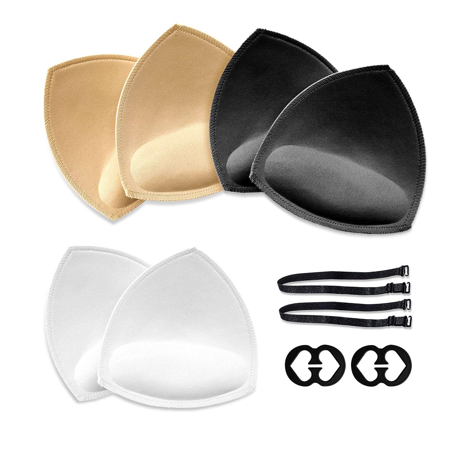 3 Imbottiture Reggiseno Rimovibili - Nero, Bianco, Pelle, Con Spallacci Antiscivolo - Foto 3