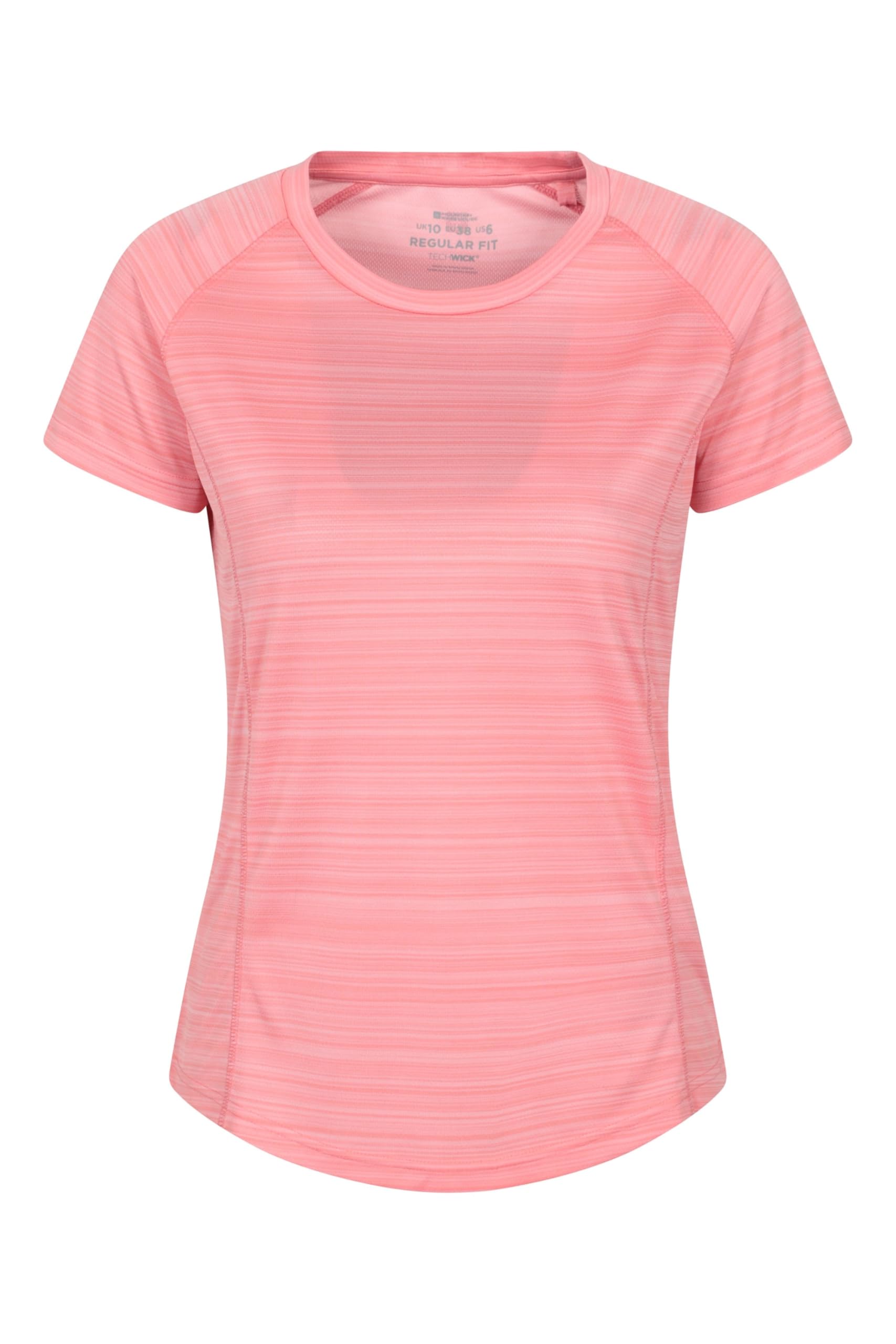 Mountain Warehouse Women's 'Endurance' Striped Short Sleeve T-Shirt Quick Dry Lightweight T-Shirt in Pink | Size: 18