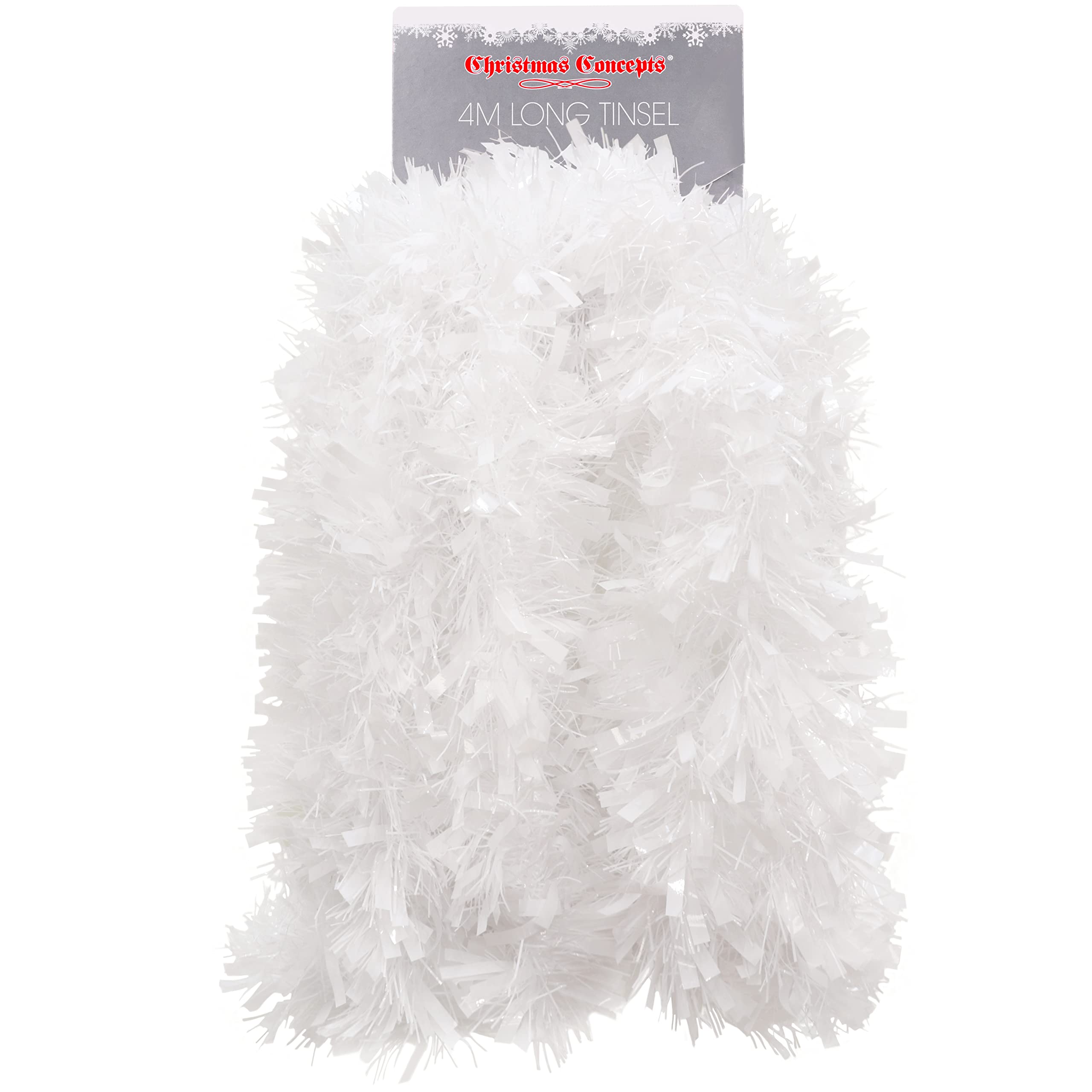 Christmas Concepts Matt White Christmas Concepts® 4M (13Ft) Chunky/Fine Christmas Tinsel - Christmas Decoration (Matt White)