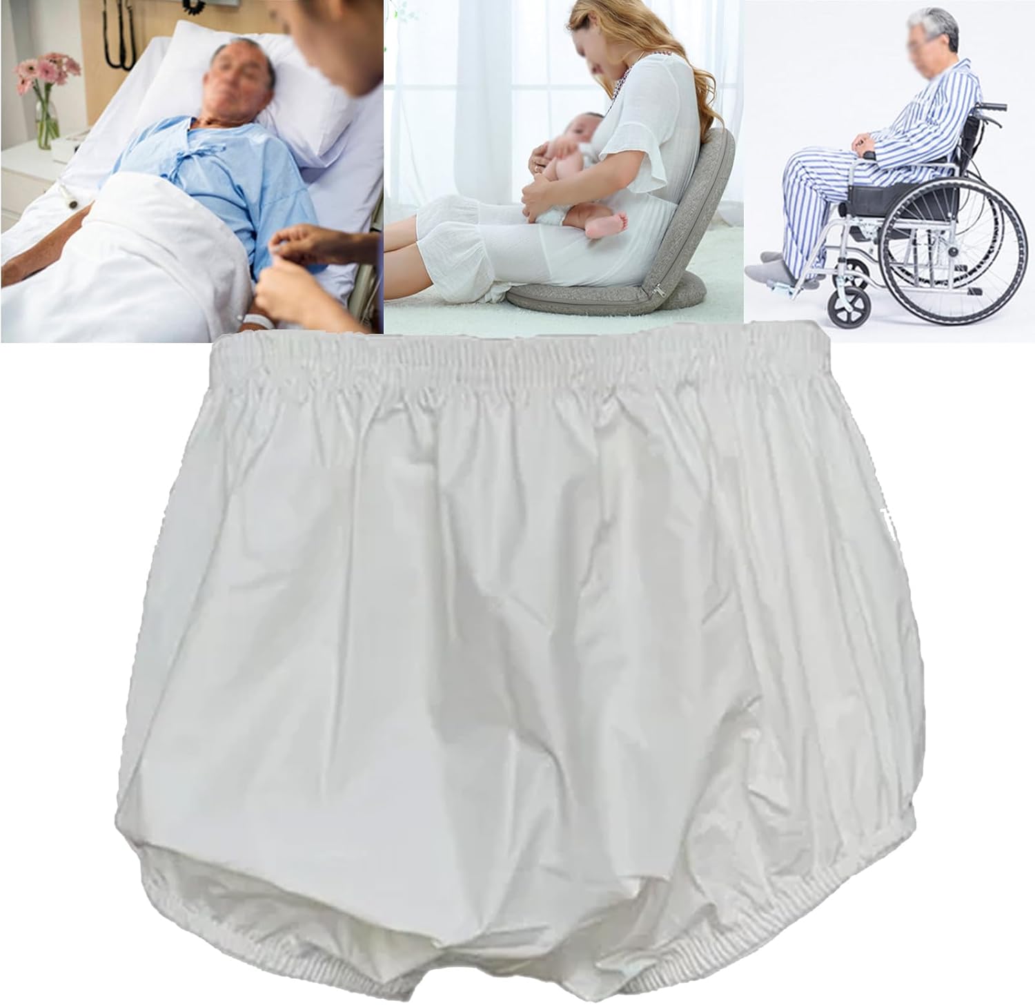 3 Pack Adult Plastic Pants Adult Incontinence PVC Quiet Pull on Diapers Covers Waterproof Anti Leakage Safety Pants,3 Pack,3XL