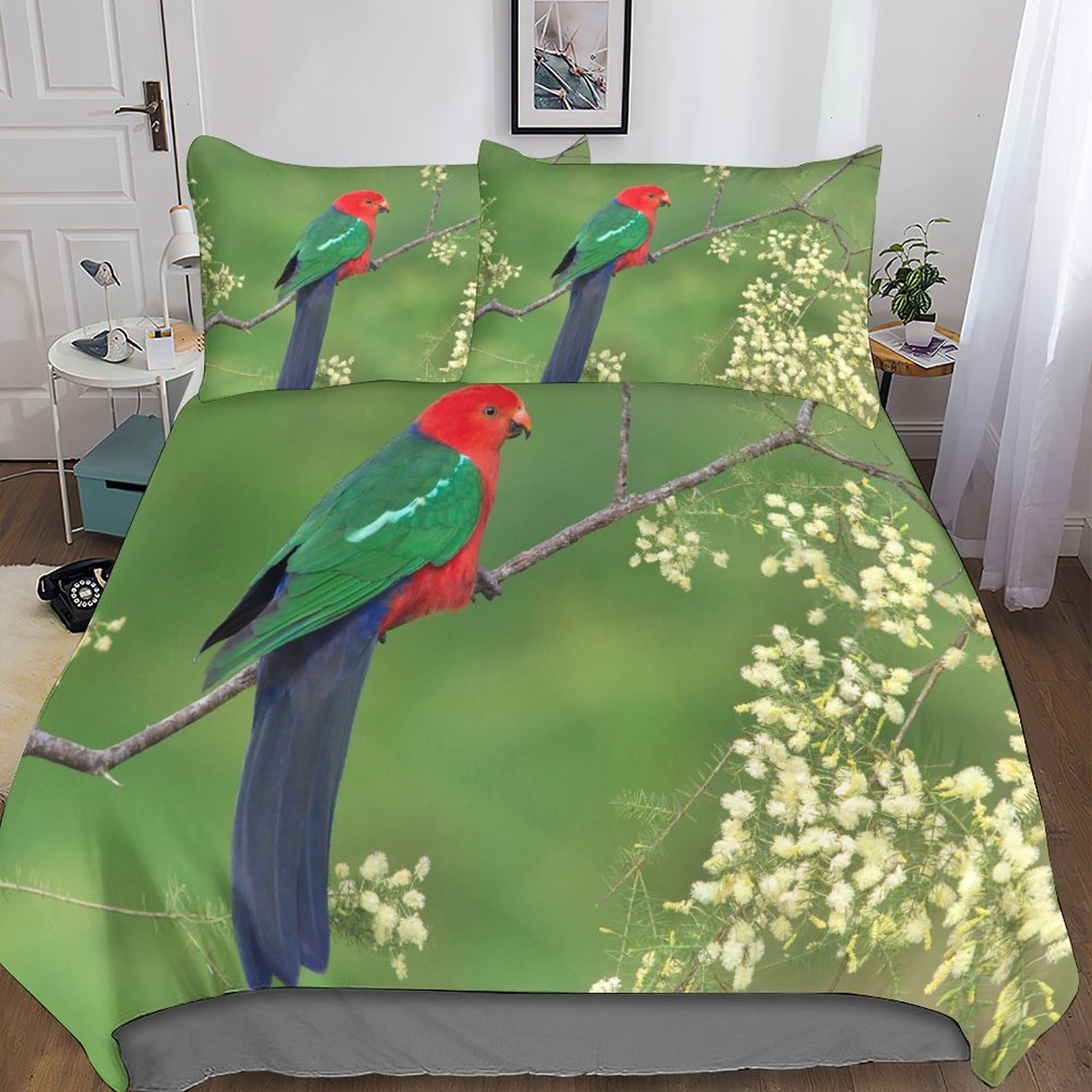 Housse de couette oiseaux 3D king pour transformer votre chambre en un havre de paix naturel