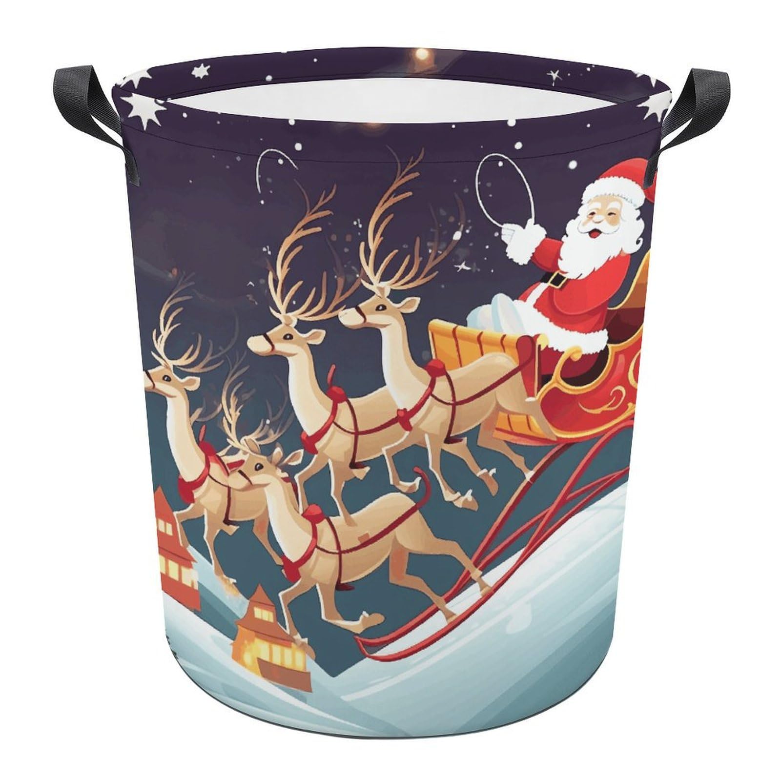 Panier à linge pliable Père Noël et renne grand format pour buanderie
