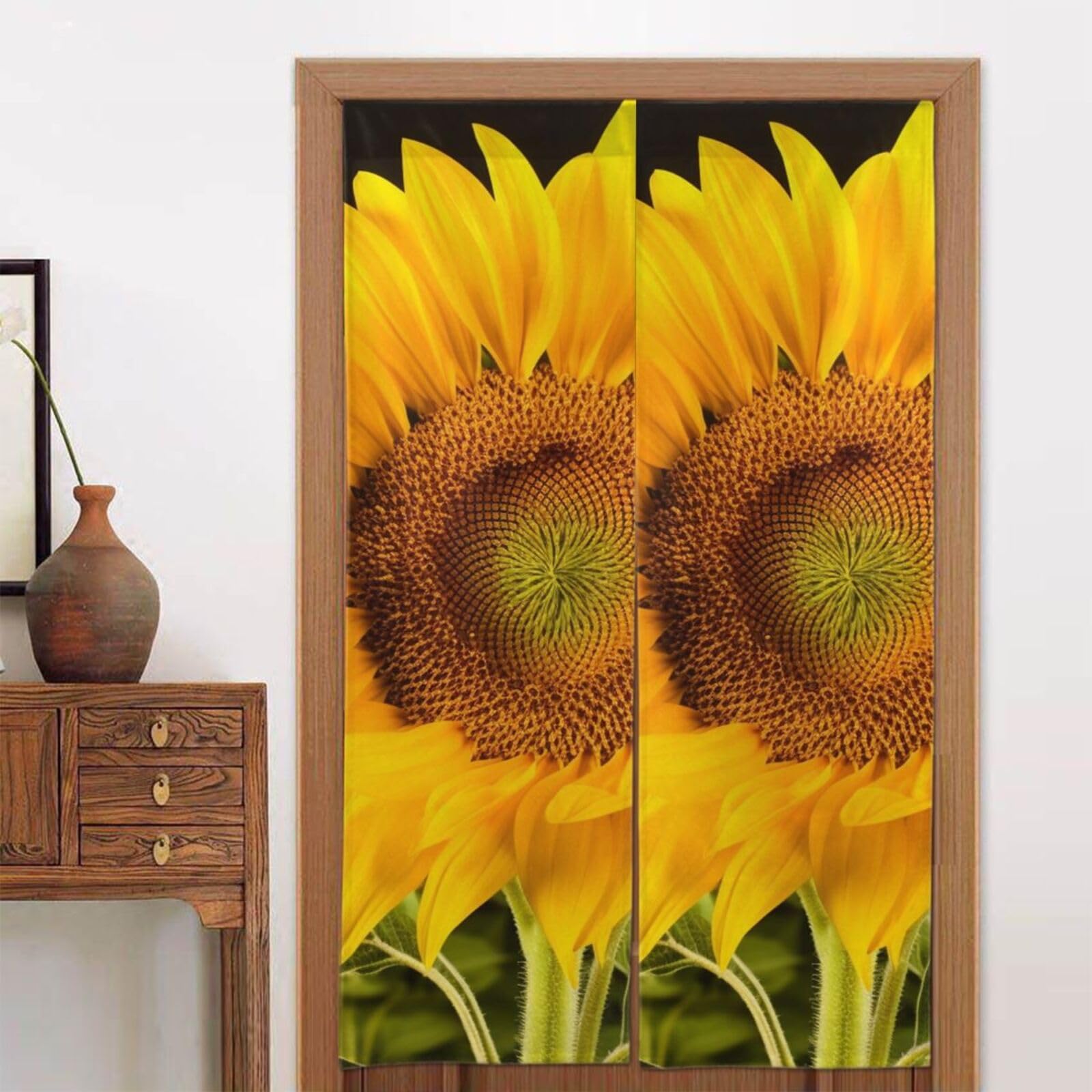 Rideau de porte tournesol jaune masquer vis-à-vis rideau japonais