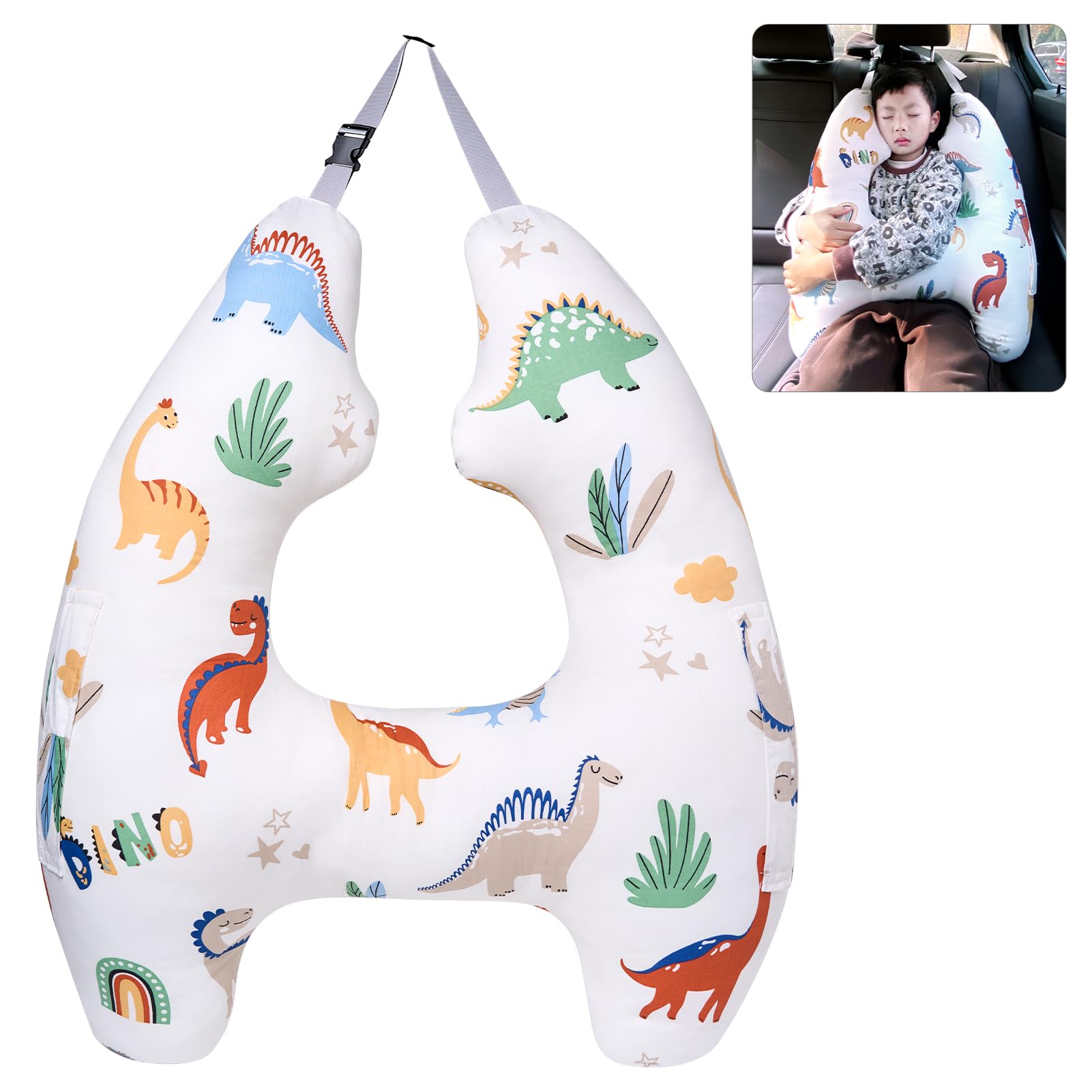 Oreiller de voiture pour enfants, coussin de voyage en forme de H, support de tête de voiture, coussin de sécurité pour adultes et enfants en voyage, coussin de voyage en voiture peut être démonté et