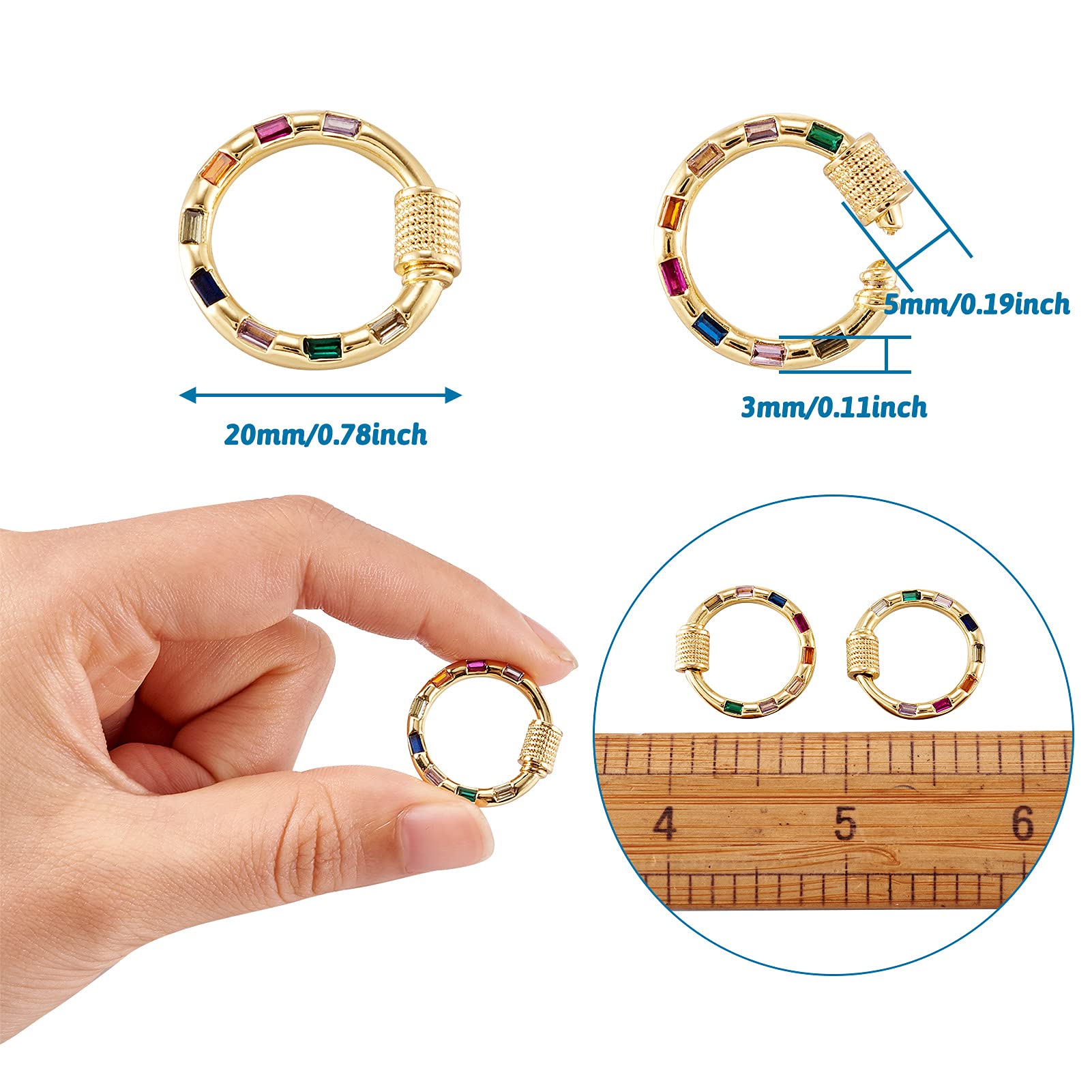 Ciondoli Con Zirconi Cubici PH PandaHall - 50 Pezzi Placcati Oro 18K Per Gioielli Fai Da Te - Foto 10