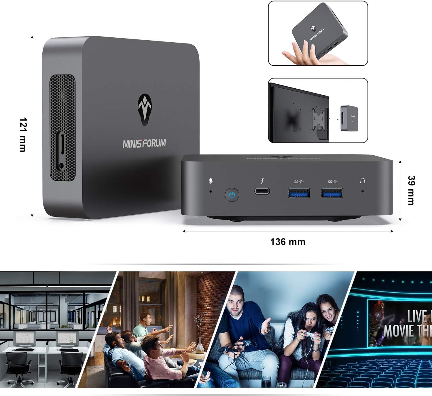 Amazon Crazy 🔥 Deals X35G Mini PC 10th Gen Core i3-1005G1 Desktop Computer, 16GB DDR4 RAM + 256GB NVMe SSD, HDMI 2.0/USB-C(Thunderbolt 3)/DP(5K@60Hz) Outputs, 4xUSB Port, 2xRJ45, BT5.1, DIY SSD Black Friday - 60% OFF X35G Mini PC 10th Gen Core i3-1005G1 Desktop Computer, 16GB DDR4 RAM + 256GB NVMe SSD, HDMI 2.0/USB-C(Thunderbolt 3)/DP(5K@60Hz) Outputs, 4xUSB Port, 2xRJ45, BT5.1, DIY SSD