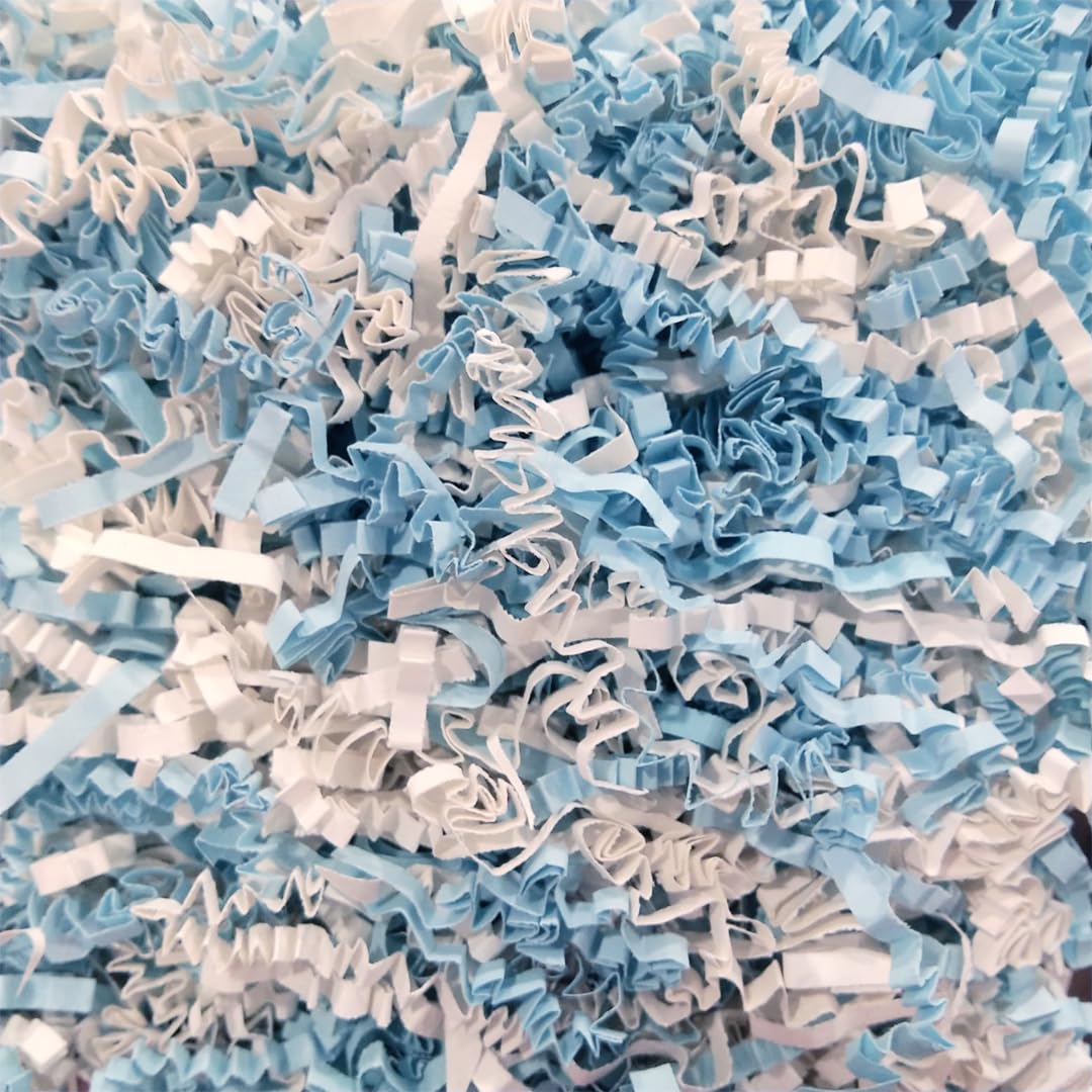 WP WANNA PARTY Light blue & White Paper Shreds, Shredded Paper for Gift Packaging, Box & Basket Filler, Paper Grass for Decorative Packing, 30 Grams-image-40