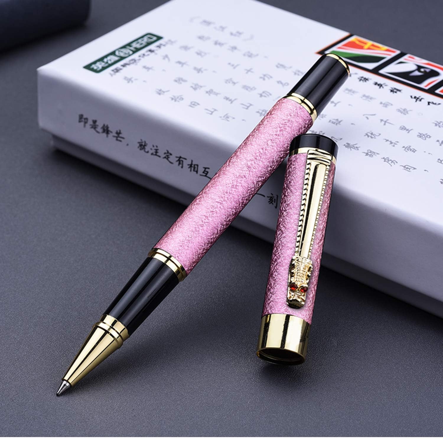 Ancolo Personalized Office Roller Pens Writing Set with 10 Black Ink Refill for Left and Right Handed-Engrave with Your Message Gift for Man/Women/Writers/Collection 5 PCS/Pack
