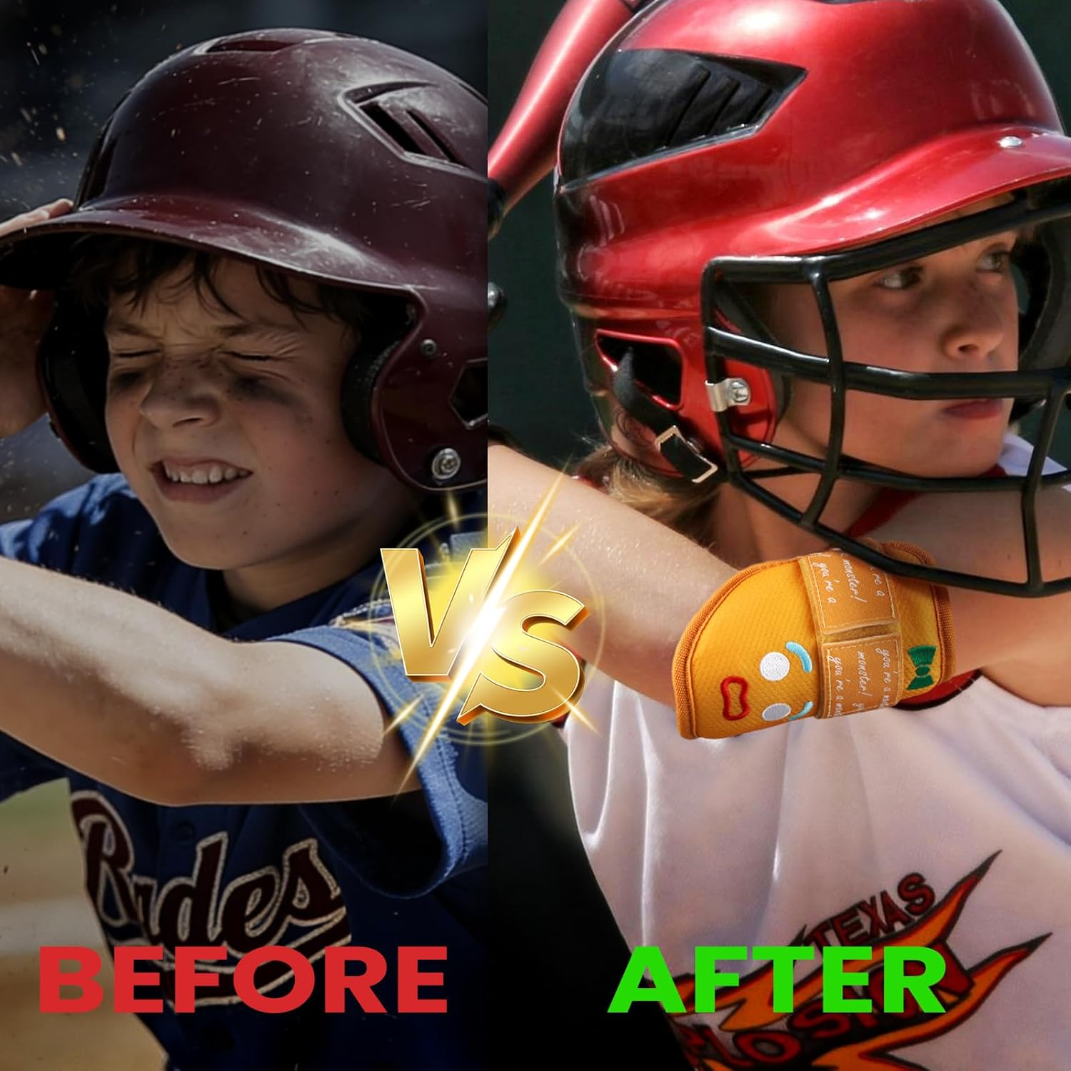 Baseball Elbow Guard Protection Pad, Gingerbread Man Design, Youth and Adult Sizes