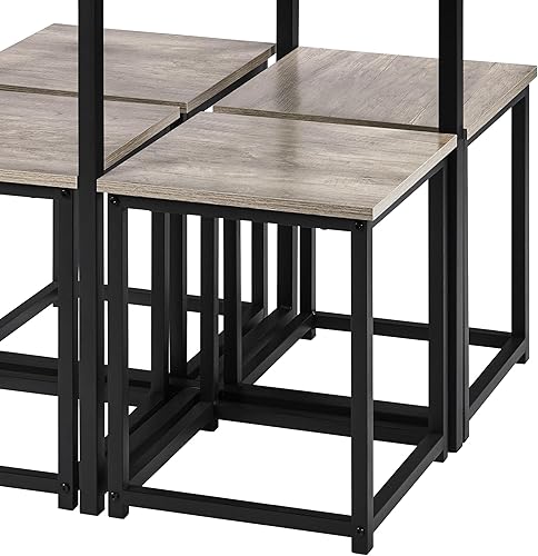 Miniatura 9 de Yaheetech Juego de mesa de comedor para 4 mesas de cocina industrial con 4 sillas, diseño que ahorra espacio para apartamentos, espacios pequeños,