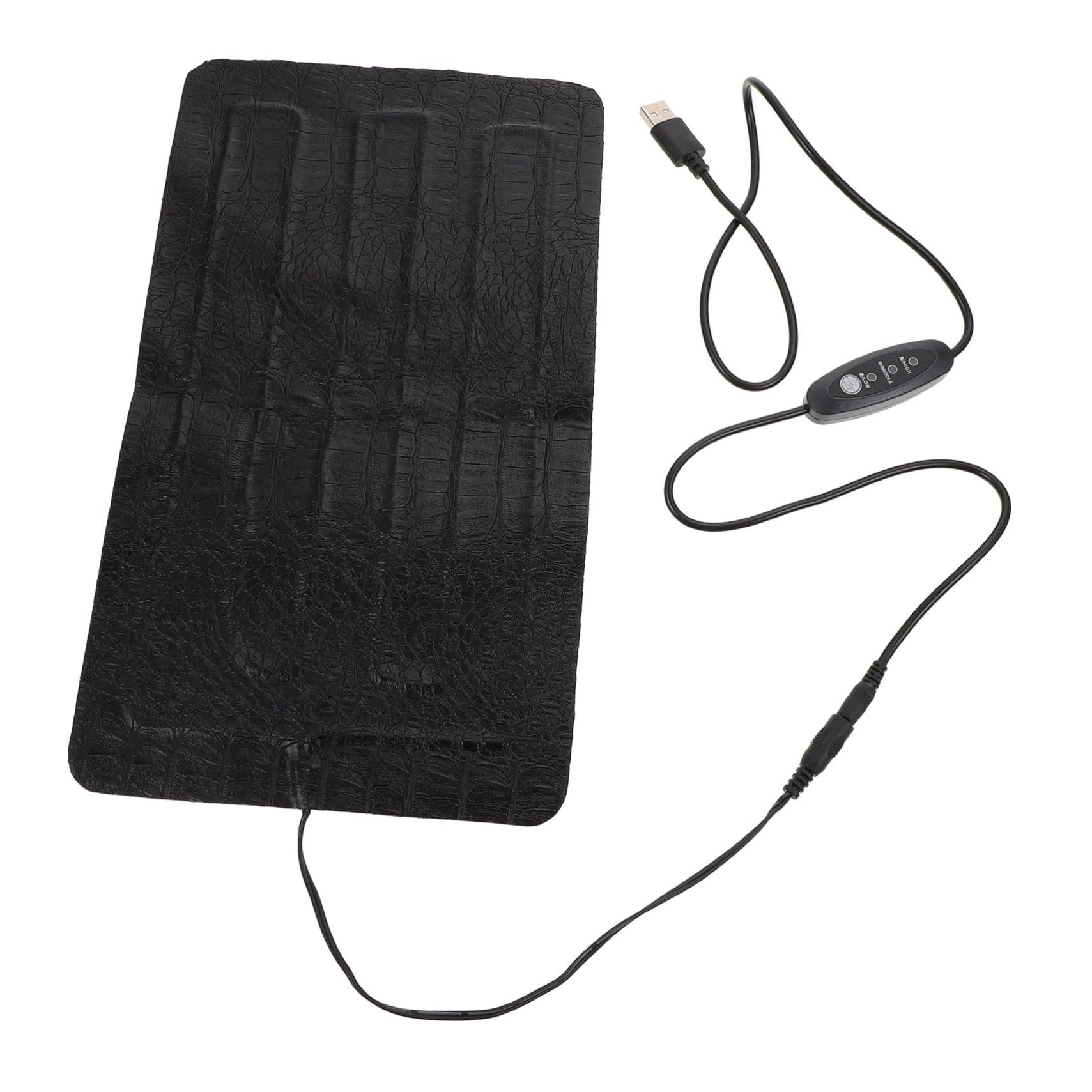 COLLBATH Tappetino Riscaldante Elettrico Portatile per Piccoli Animali e Rettili in Pelle Sintetica Nera Regolazione a 3 Livelli per Terrari e Uso Esterno
