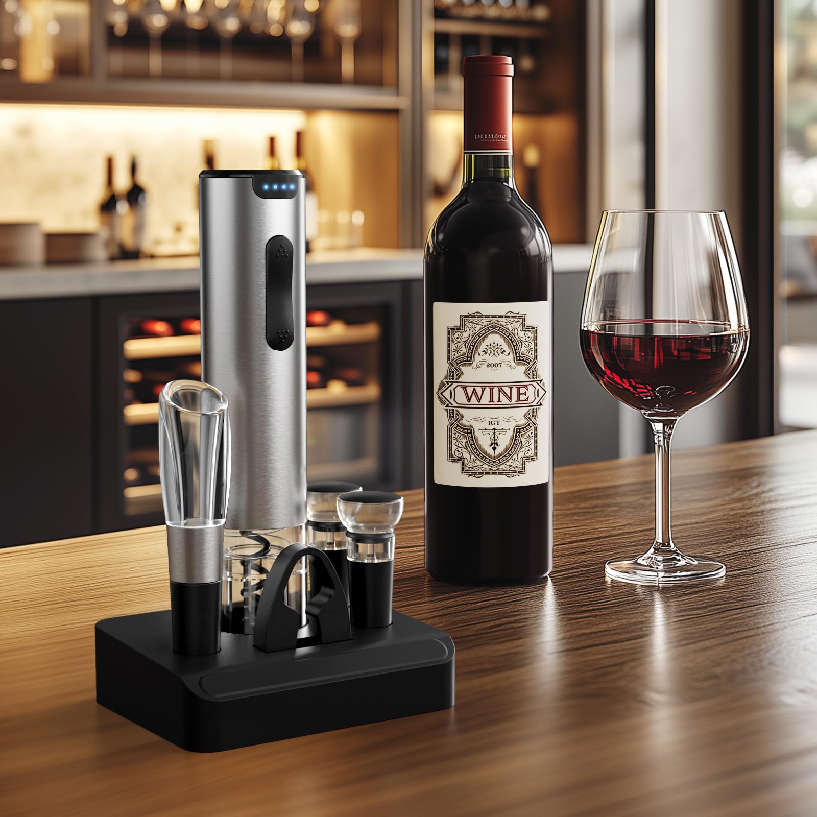 Abrebotellas de vino eléctrico, abridor automático de vino con cortador de papel de aluminio, tapón al vacío, vertedor, abridor de botellas de vino recargable, recuerdo de fiesta, regalo de 6