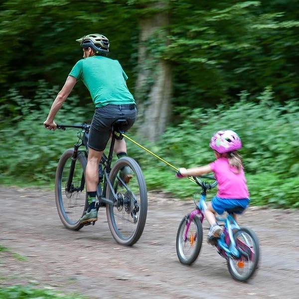 Fahrrad Abschleppseil Kinder mit Dreiecktasche,Elastisches 2.5M Fahrrad Traktionsseil,Eltern Kind Zugseil Abschleppseil Traktionsseil,Tragfähigkeit 500 lbs für Kinder MTB Bike - 5
