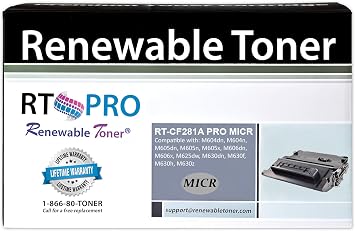 Renewable Toner 81A MICR PRO Compatible Replacement for HP CF281A Laser Jet M604 M605 M606 MFP M630 Check Printer Cartridge