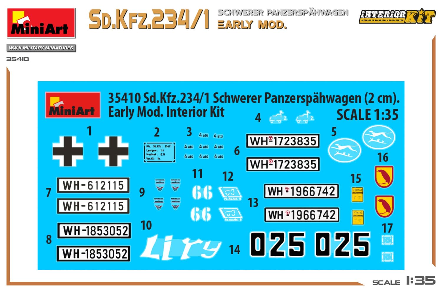 Mini Art 35410 1:35 Sd. Kfz 234/4 Pancerspähwag z Int. - wierna replika, modelarstwo, plastikowy zestaw do montażu, majsterkowanie, hobby, klejenie, zestaw modelarski, montaż, nielakierowany