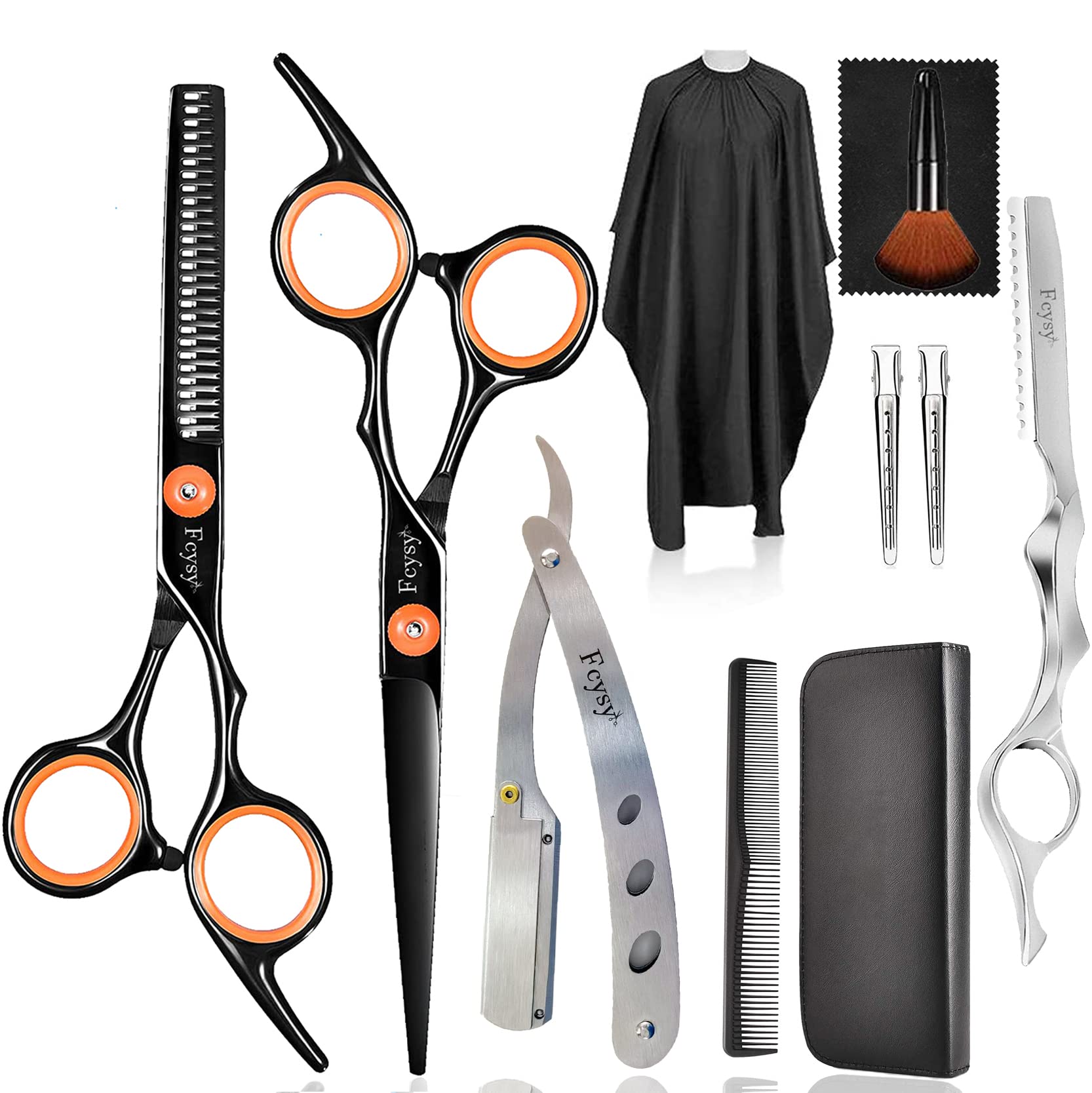 Fcysy Professional Hair Cutting Kit with Scissors and Thinning Shears