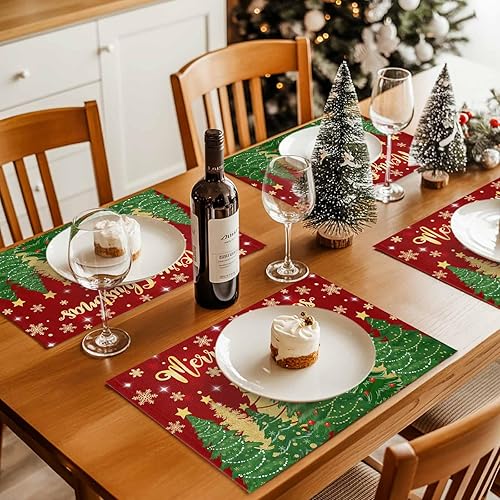 Vista 115 de Juego de 6 manteles individuales rojos para el día de San Valentín, diseño de corazón de San Valentín, resistentes al calor, lavables, manteles