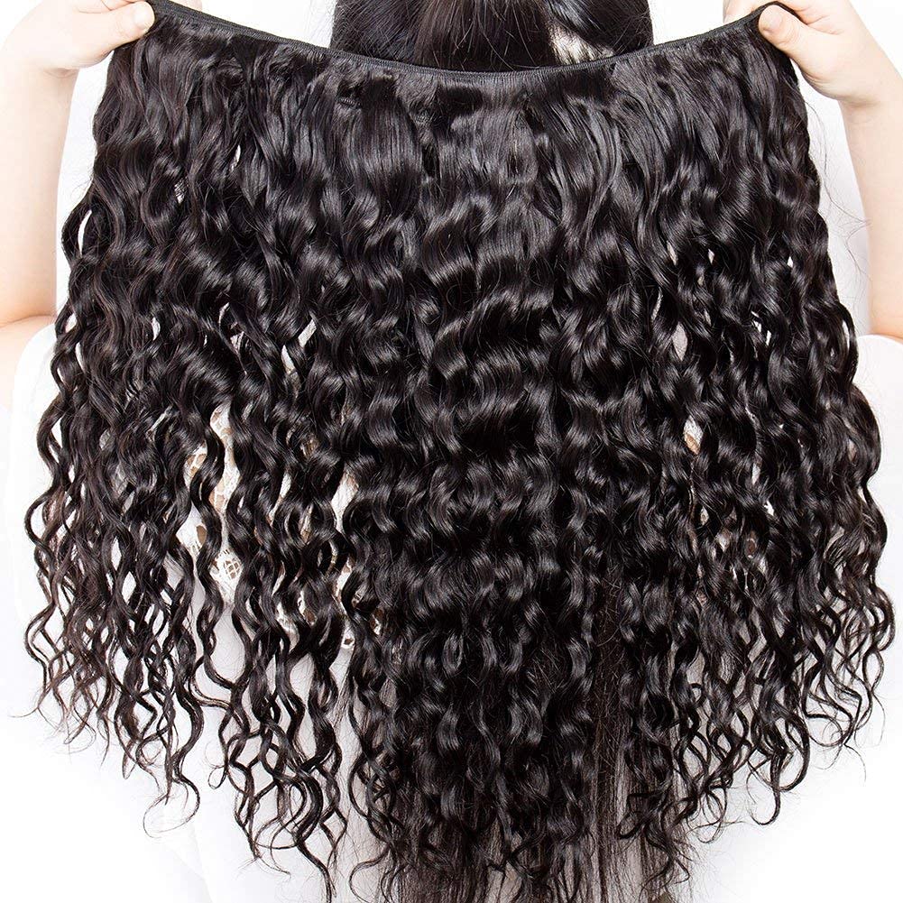 Miss GAGA 9A Brazilian Virgin Hair Water Wave 3 Bundles Brazilian Human Hair Bundles 100% Unprocessed Virgin Remy Hair Bundles Natural Color (14 16 18)