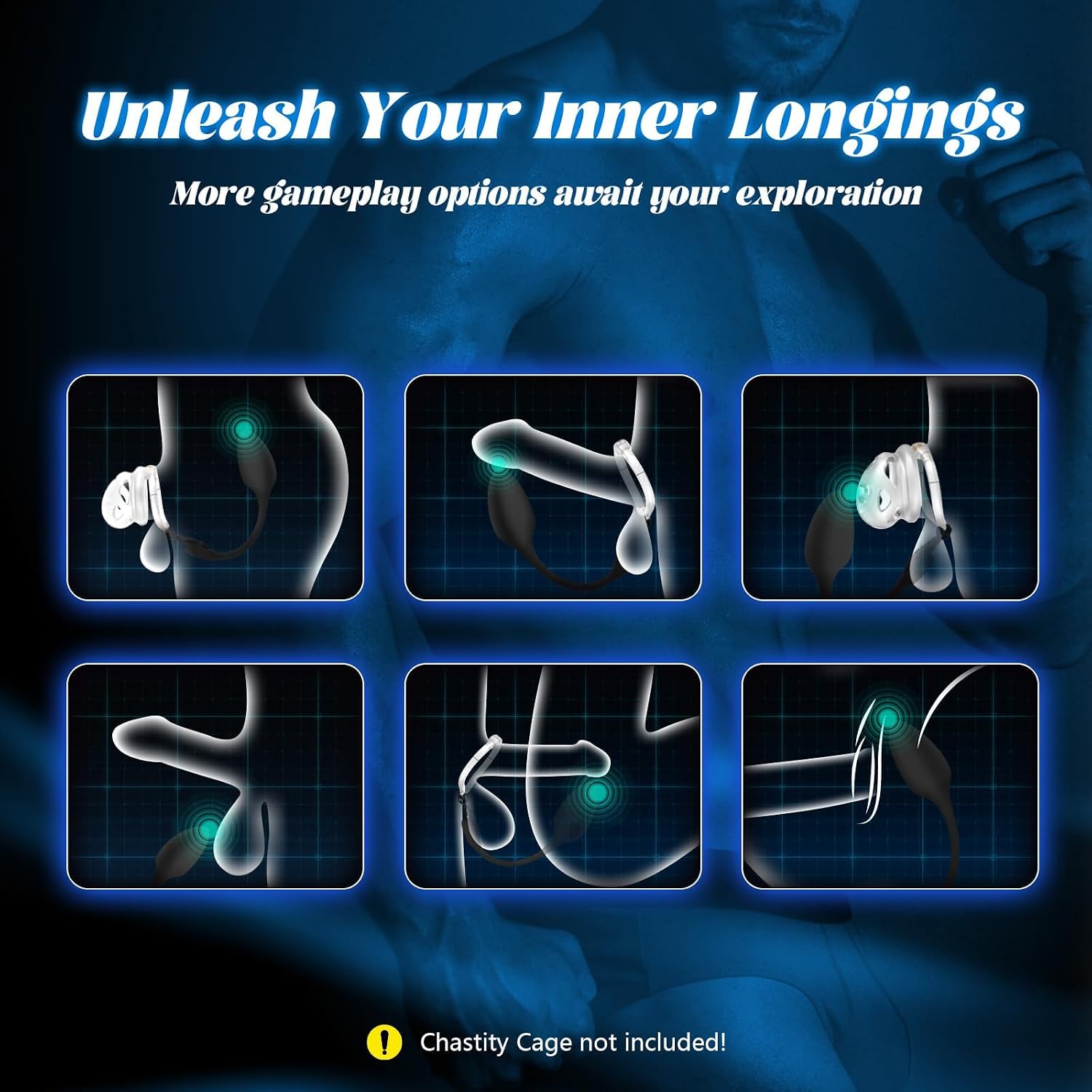 Chastity Cage Male Cock Cage Anal Toy - Male Chastity Devices Vibrating Prostate Massager with 10 Vibrating Adult Sex Toys for Men Anal Vibrator Plug Penis Cage BDSM Bondage Gear & Accessories