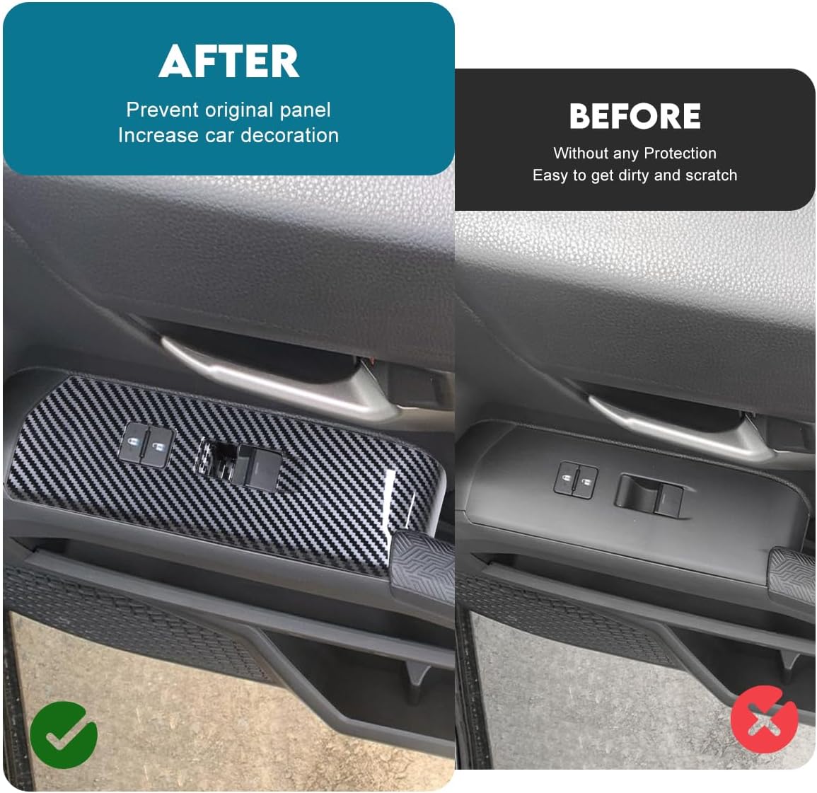 INTGET Window Lift Panel Cover for 2024 2025 2026 Toyota Tacoma Accessories/2025-2026 4Runner ABS Plastic Interior Decoration (Carbon Fiber,Window Lift Panel)