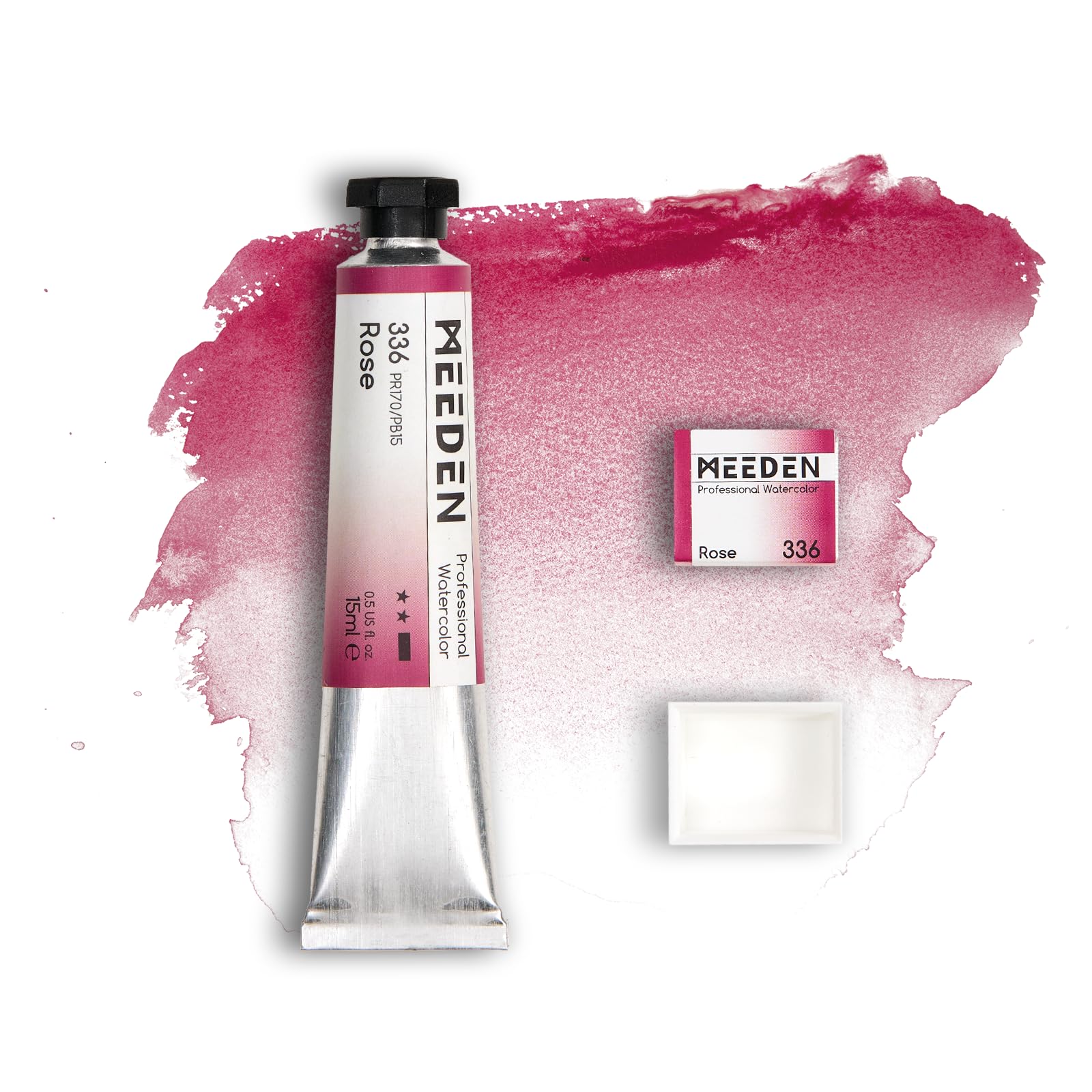 MEEDEN Künstler Aquarellfarbe Rosa: 15ml Tube, Halbfeuchte Farb-Napfhälfte und Leere Napfhälfte Set für Künstler und Profis