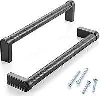 Vista 24 de Paquete de 5 tiradores de gabinete de 3–3/4 pulgadas estriado en negro y oro, manijas de gabinete mate en negro y oro cepillado AP1311, herrajes