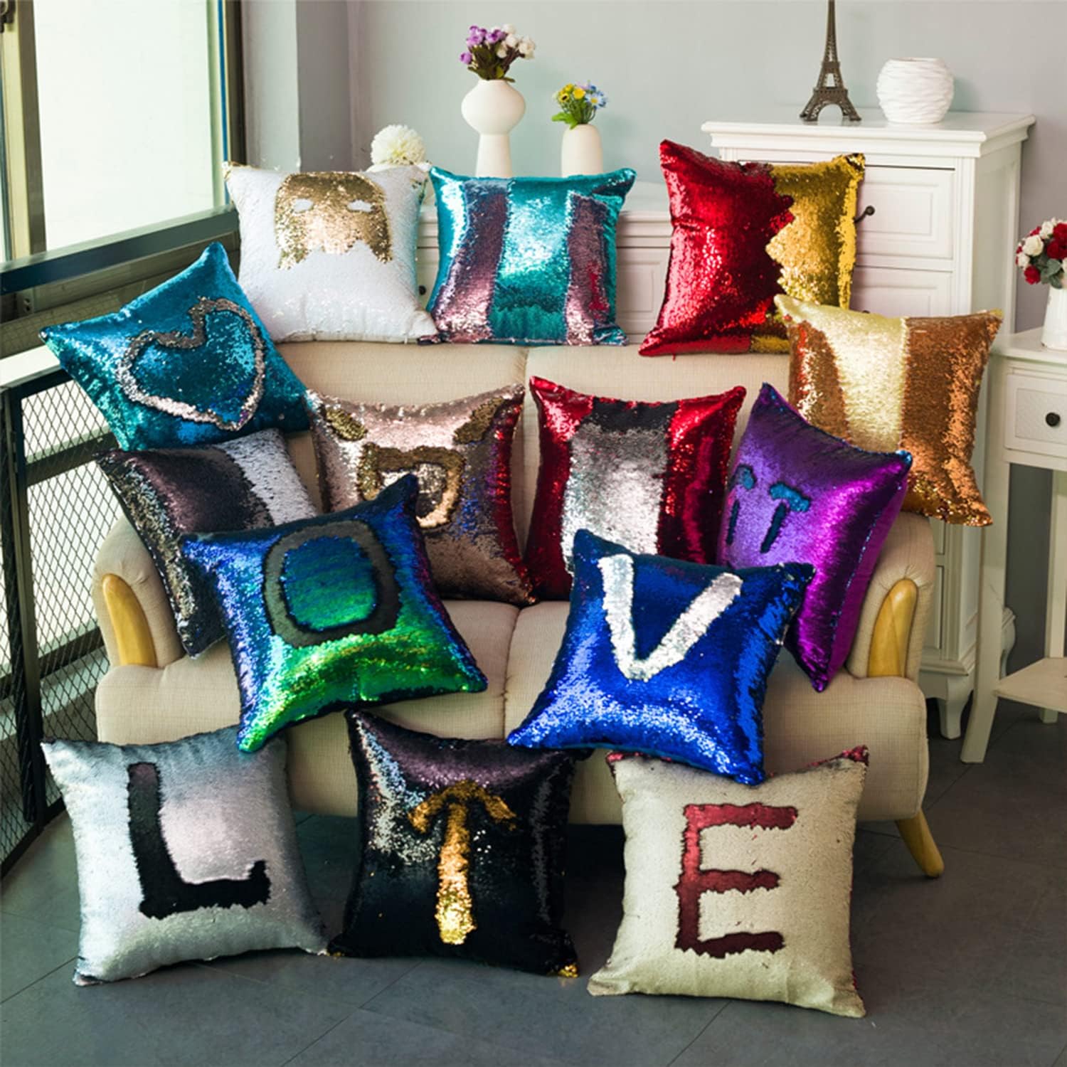 JYFLZQ Sequin Pillow Case Blue, Sublimation Pillow Covers Blanks 2Pcs image 3