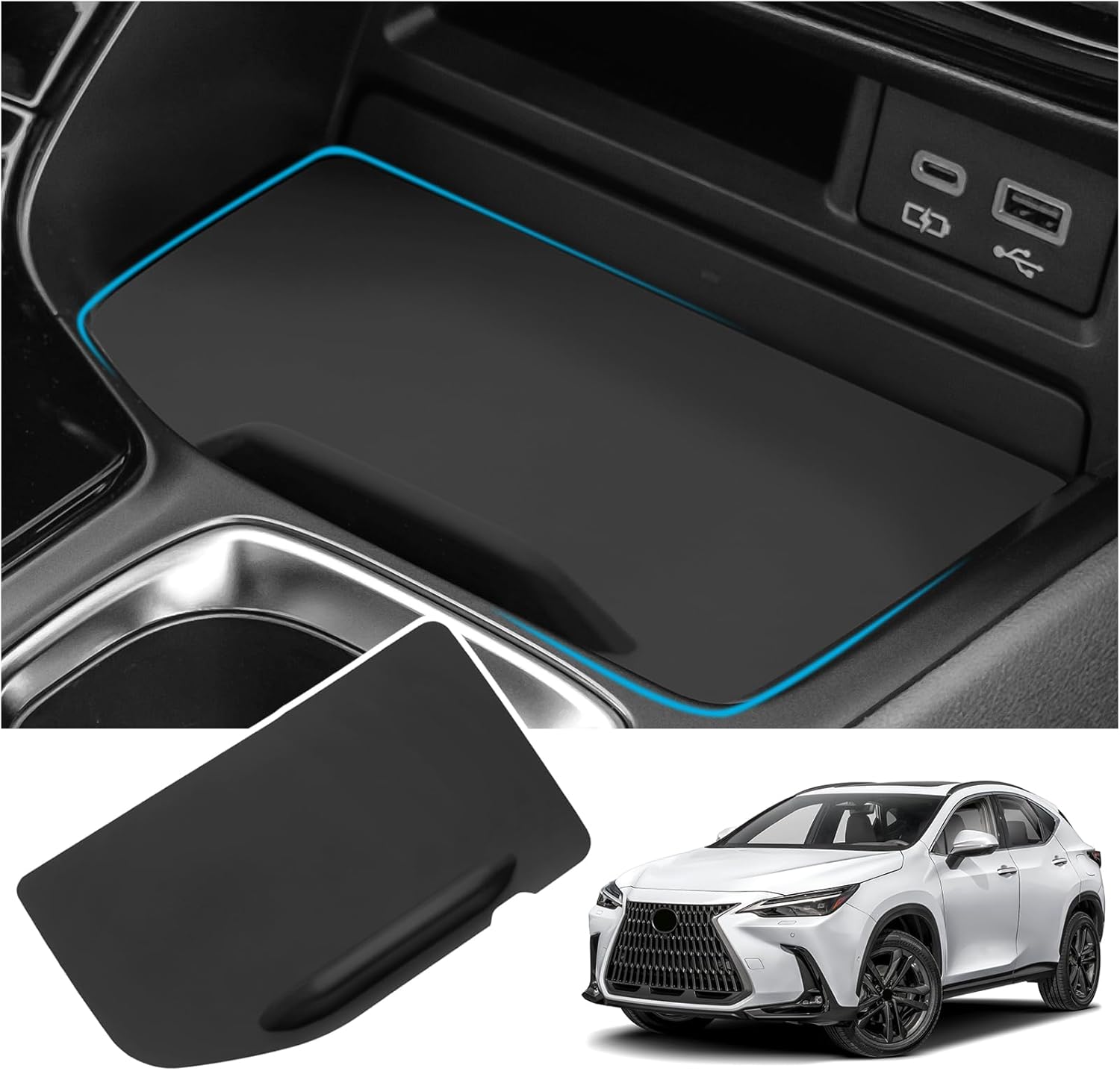 Central Control Gear Shift Panel Trim Cover Compatible with Lexus 2023 2024 2025 2026 RX RX350 RX350h RX500h F Sport Accessories Black Silicone Material Panel Decorative Cover