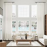 Vista 82 de Guken - Cortinas de lino negro de 108 pulgadas de largo para sala de estar, dormitorio, juego de 2 paneles, bolsillo para barra, cortinas