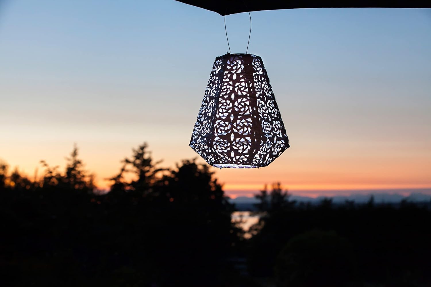 Allsop Soji Stella Prism Solar Lantern, 11" LED Outdoor Light, Handmade with Weather-Resistant UV Treated Fabric, Stainless Steel Hardware, Auto Sensor on/Off, for Patio, Deck, Garden