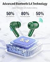 Vista 4 de Auriculares inalámbricos Bluetooth con micrófono con cancelación de ruido, auriculares Bluetooth IP7 impermeables en los oídos, color verde