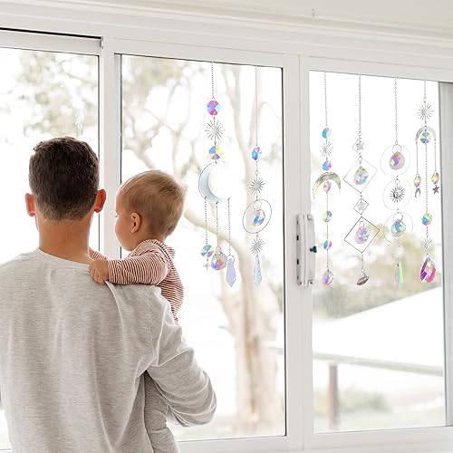 Miniatura 2 de 6 atrapasoles de cristal para colgar en la ventana, con cadena, fabricante de arco iris, prismas de cristal, decoración para el hogar, jardín,