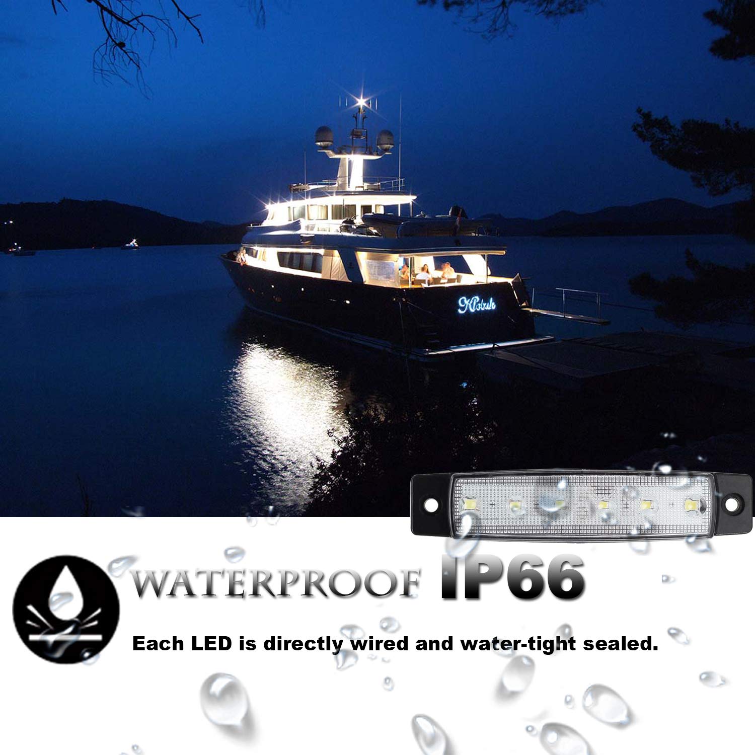10 Pcs Marine Boat LED Deck Courtesy Lights Waterproof Green Stern Transom Light - Foto 4