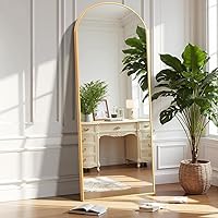 OLIXIS 68x26 Inch Arched Full Length Mirror Gold - Aluminum Frame Floor Standing or Wall Mount with Stand for Bedroom Living Room